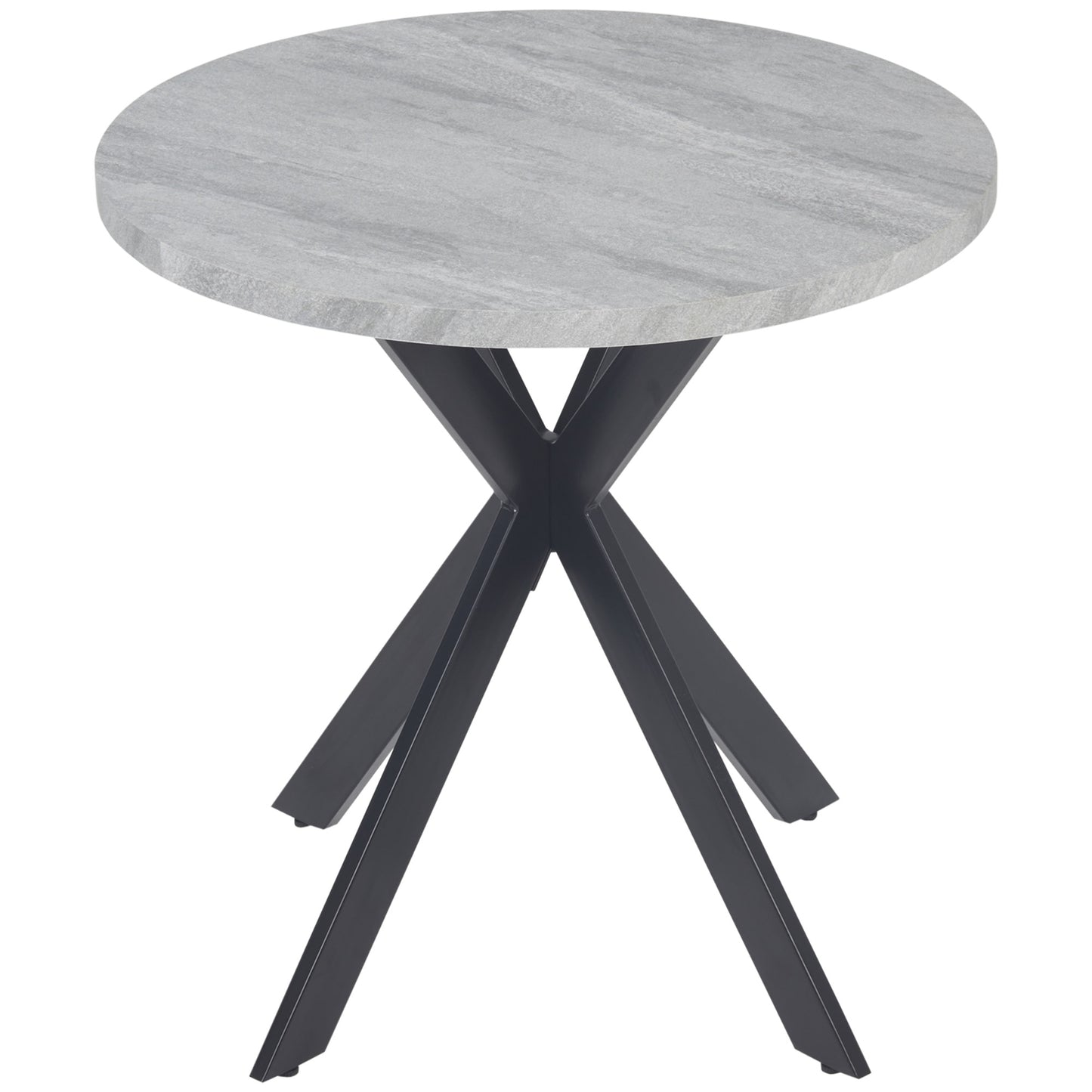 29" Round Dining Table with Steel Cross Legs, Gray