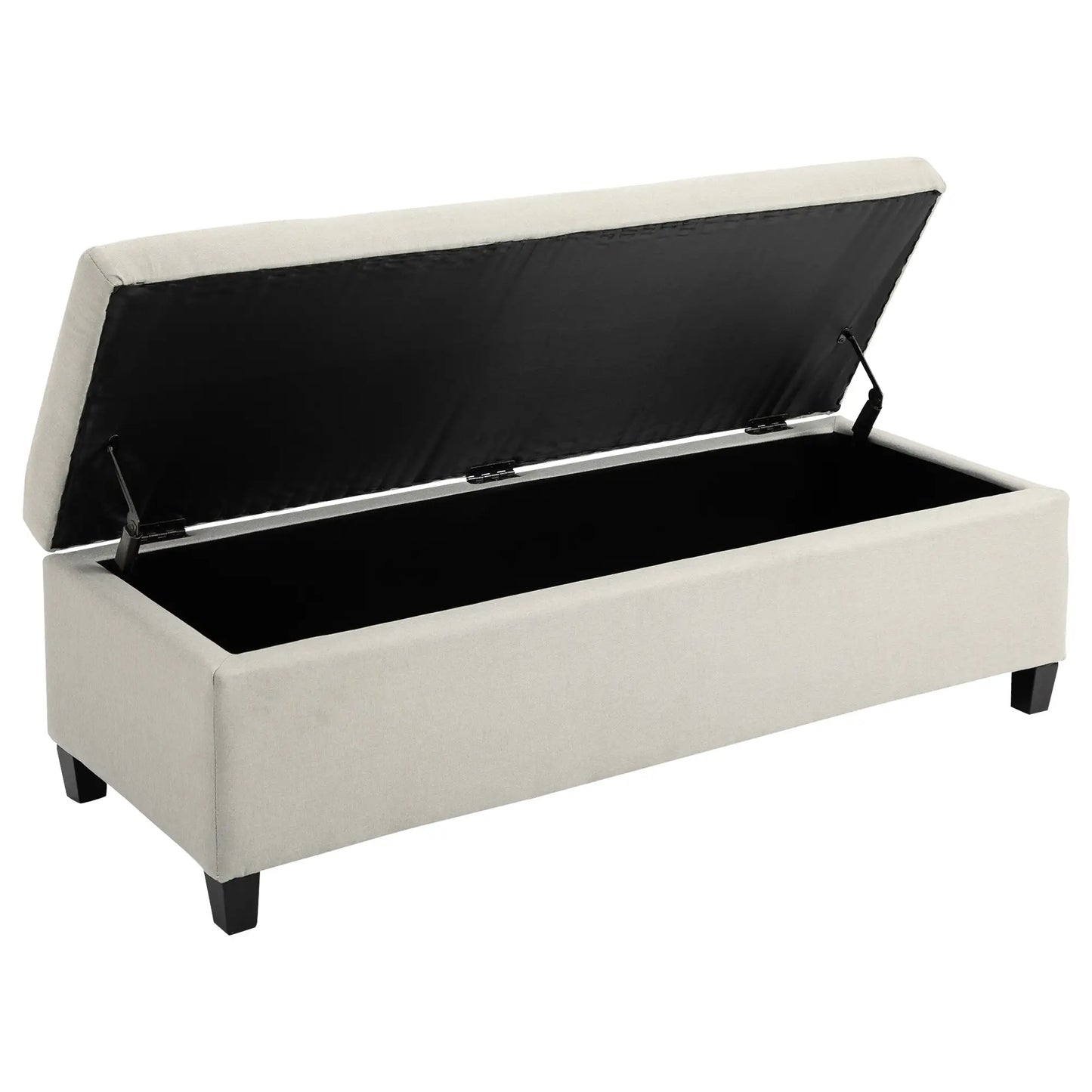 Rectangular Tufted Storage Bench with Wood Feet, Beige