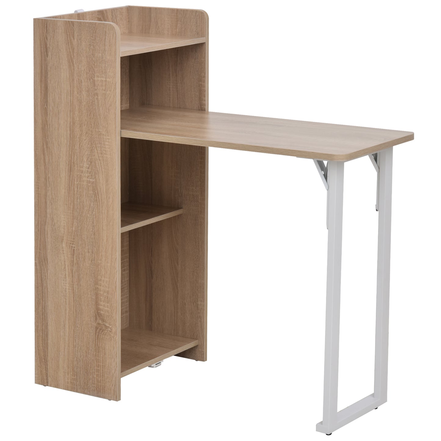 2-in-1 Folding Table with 4-Tier Storage Cabinet
