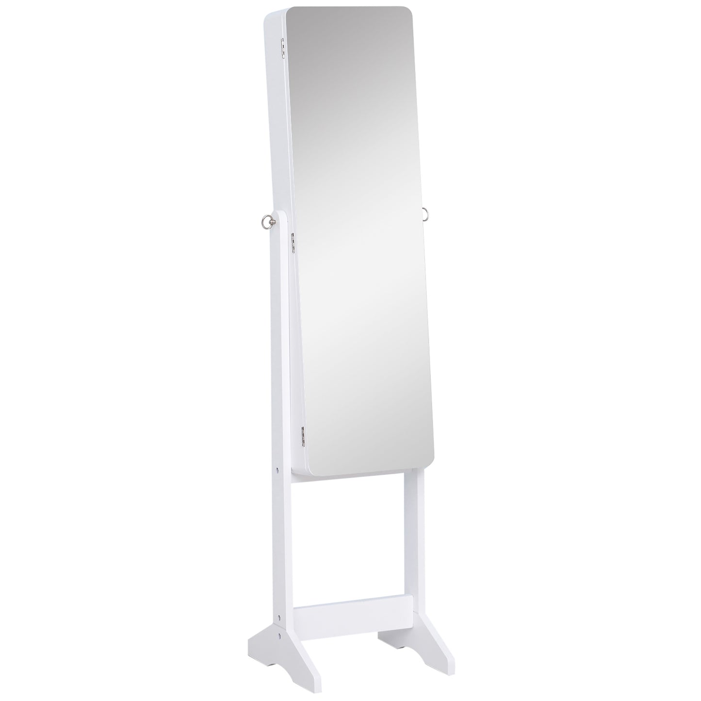 Freestanding LED Lighted Jewelry Armoire with Full-Length Mirror, White