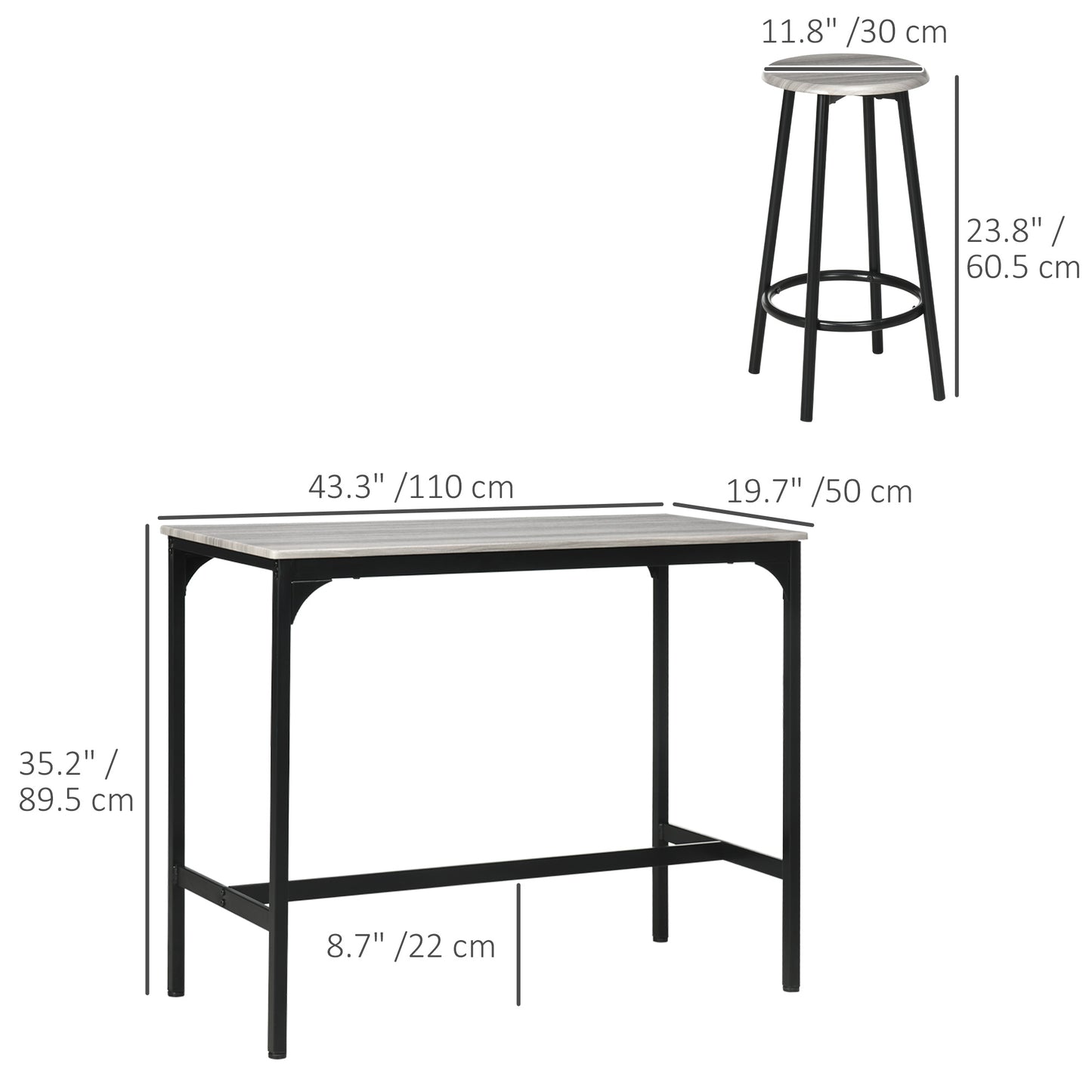 5-Piece Counter Height Dining Set with Barstools