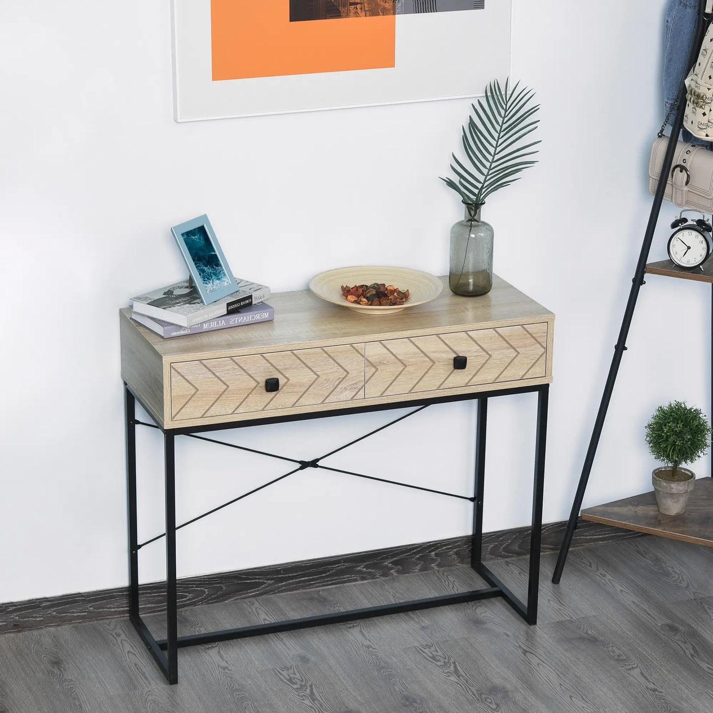 36" Industrial Console Table with 2 Storage Drawers