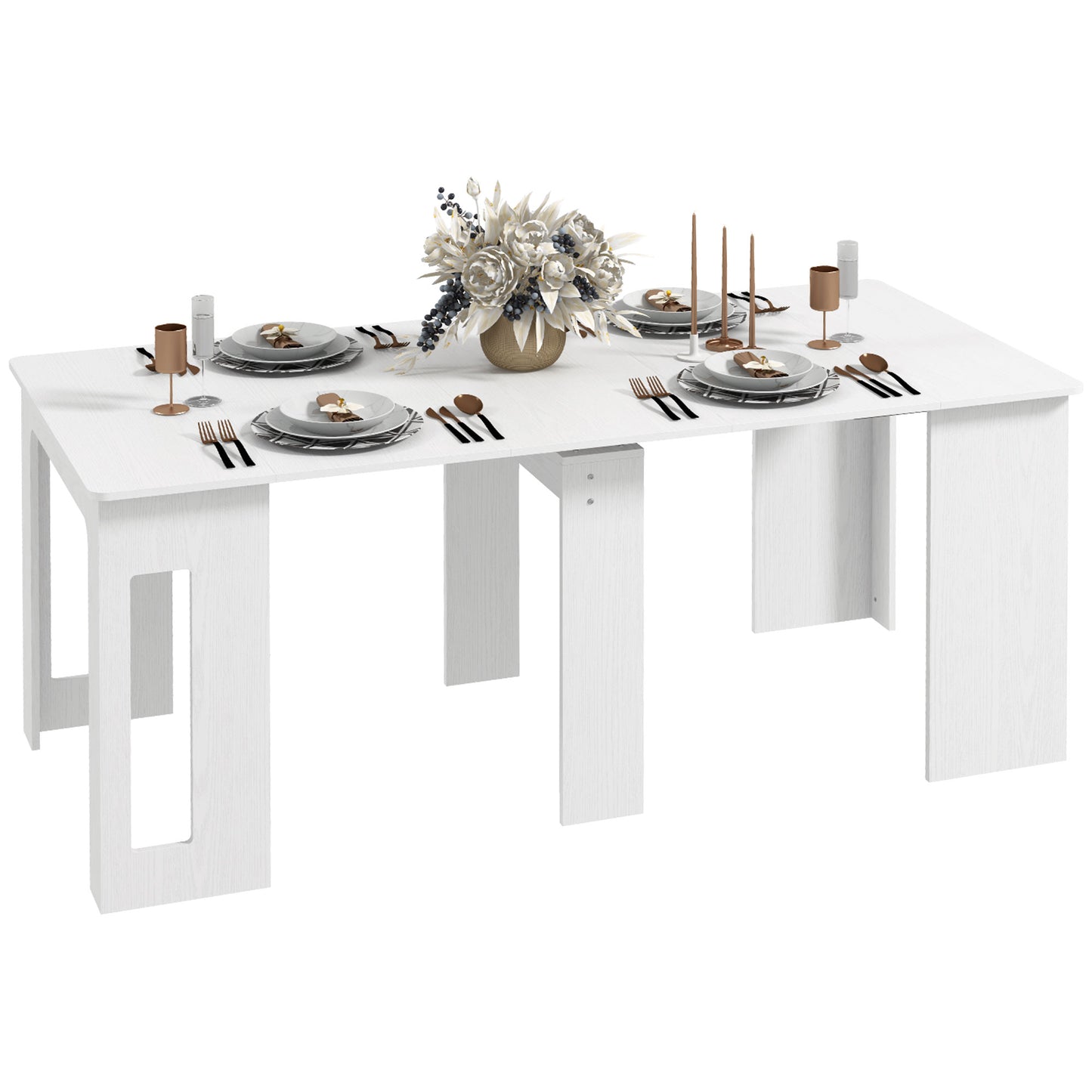 Extendable Dining Table for Small Spaces - White