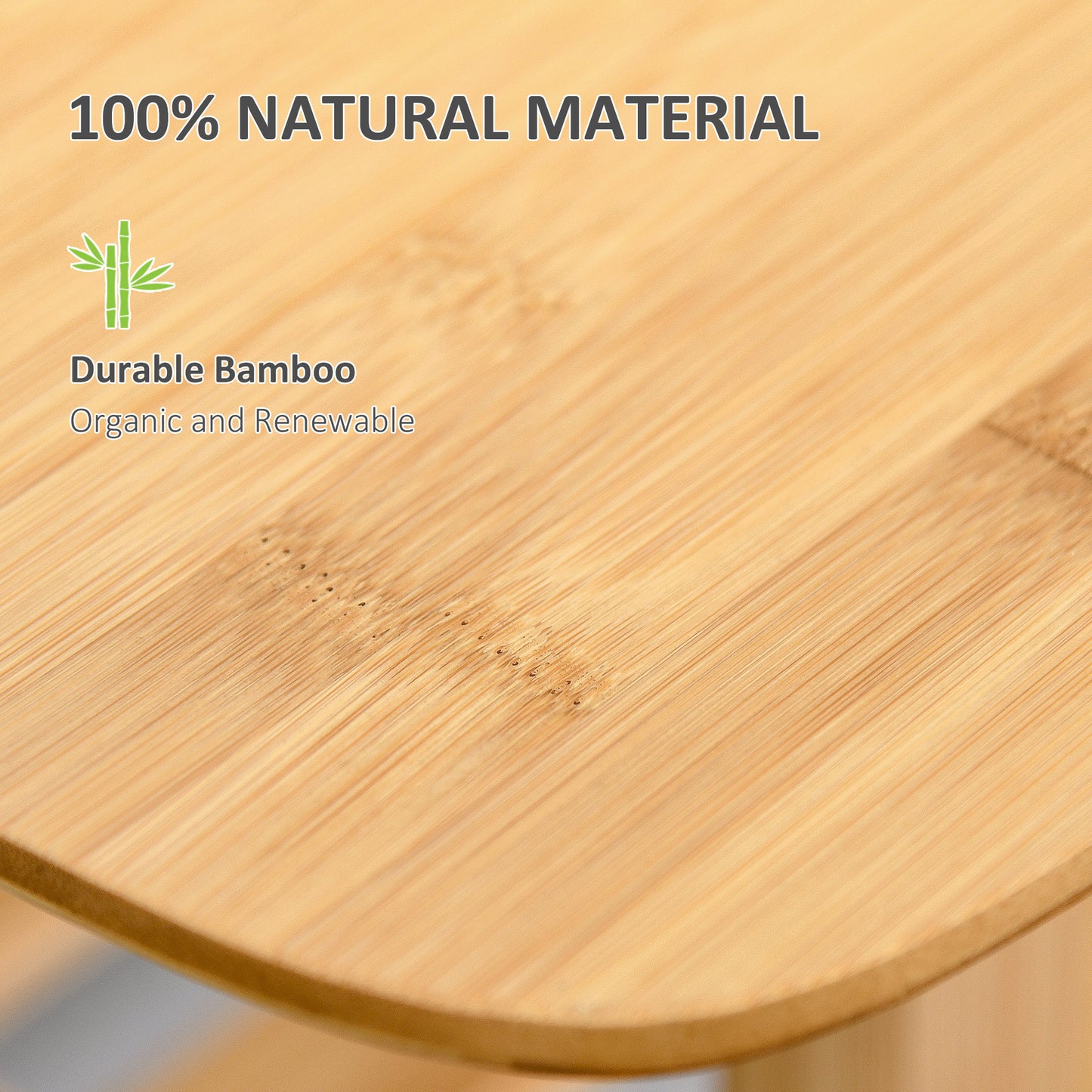 2-Tier Bamboo Coffee Table with Storage Shelf, Natural