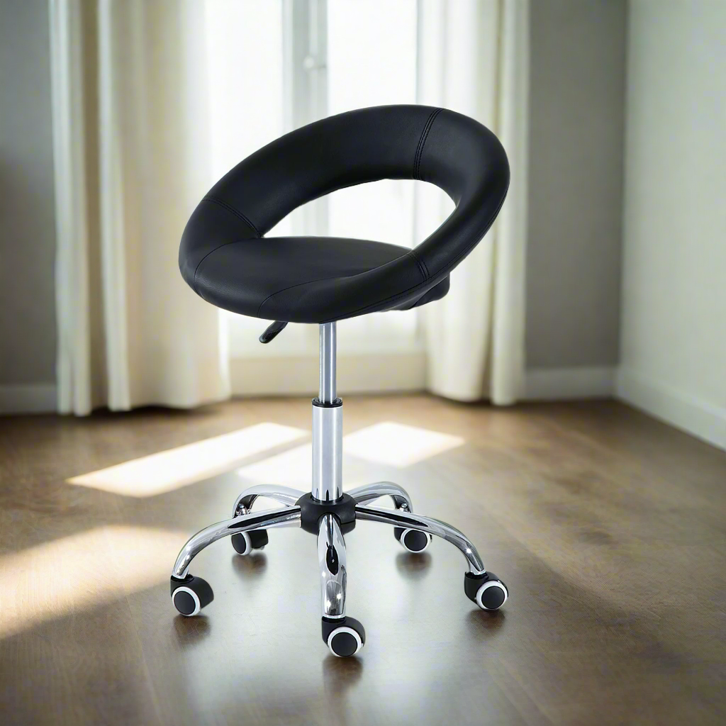 Adjustable Hydraulic Moon Salon Stool with Swivel and Wheels