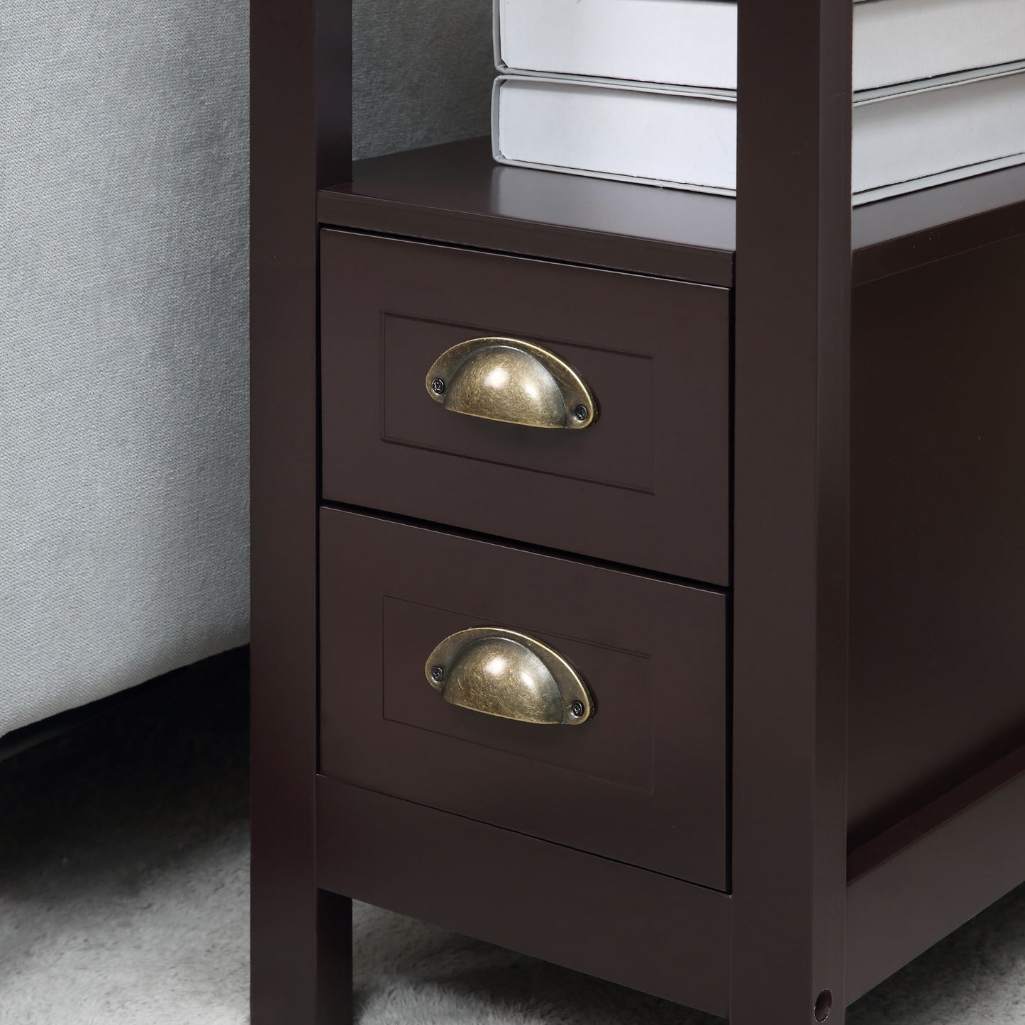 Coffee Slim Side Table with Drawers for Compact Spaces