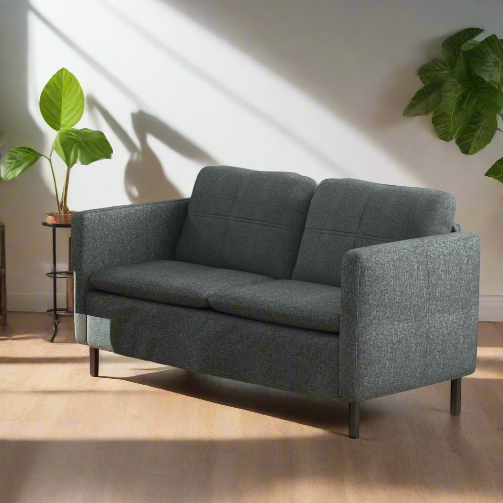 Dark Grey 53" 2-Seat Upholstered Sofa with Steel Legs