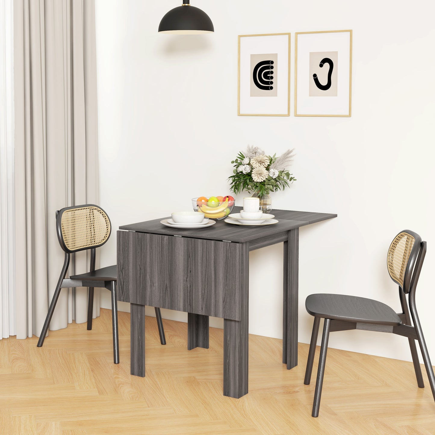Folding Drop Leaf Dining Table for Small Spaces - Gray