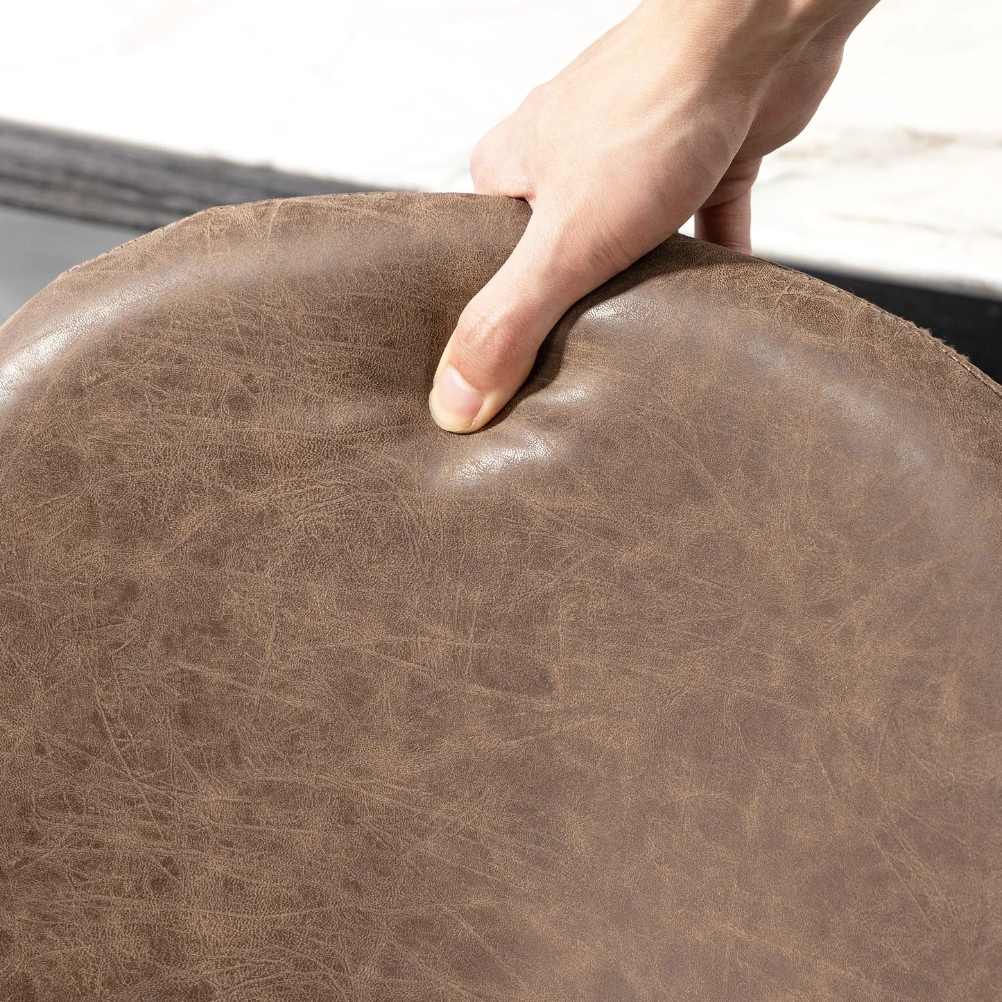 Retro PU Leather Upholstered Dining Chairs, Brown (Set of 4)