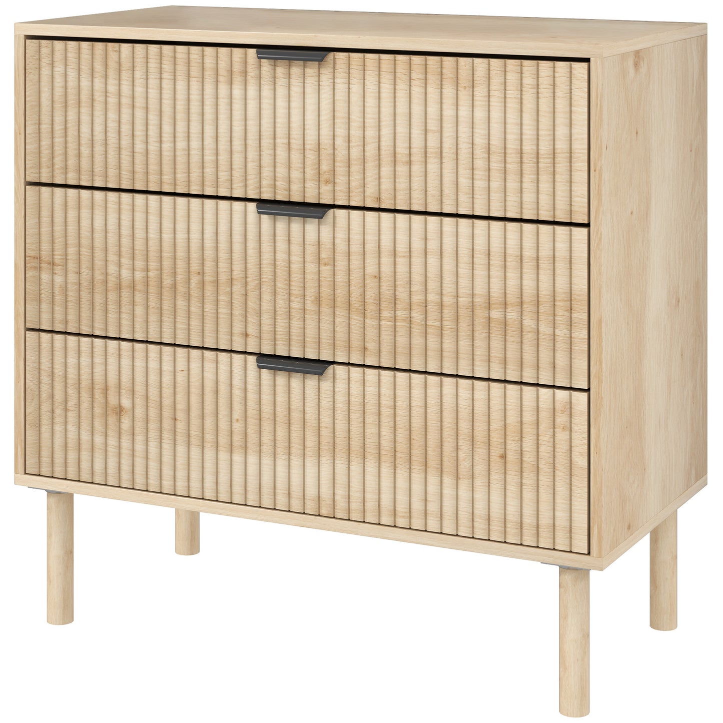 3-Drawer Dresser with Fluted Panels