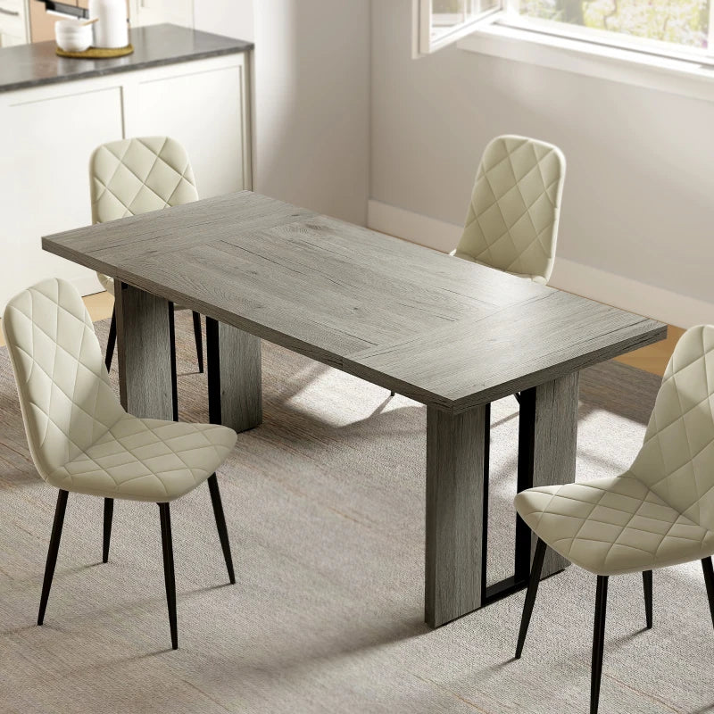 Industrial Kitchen Table for 8 People - Gray Wood Finish