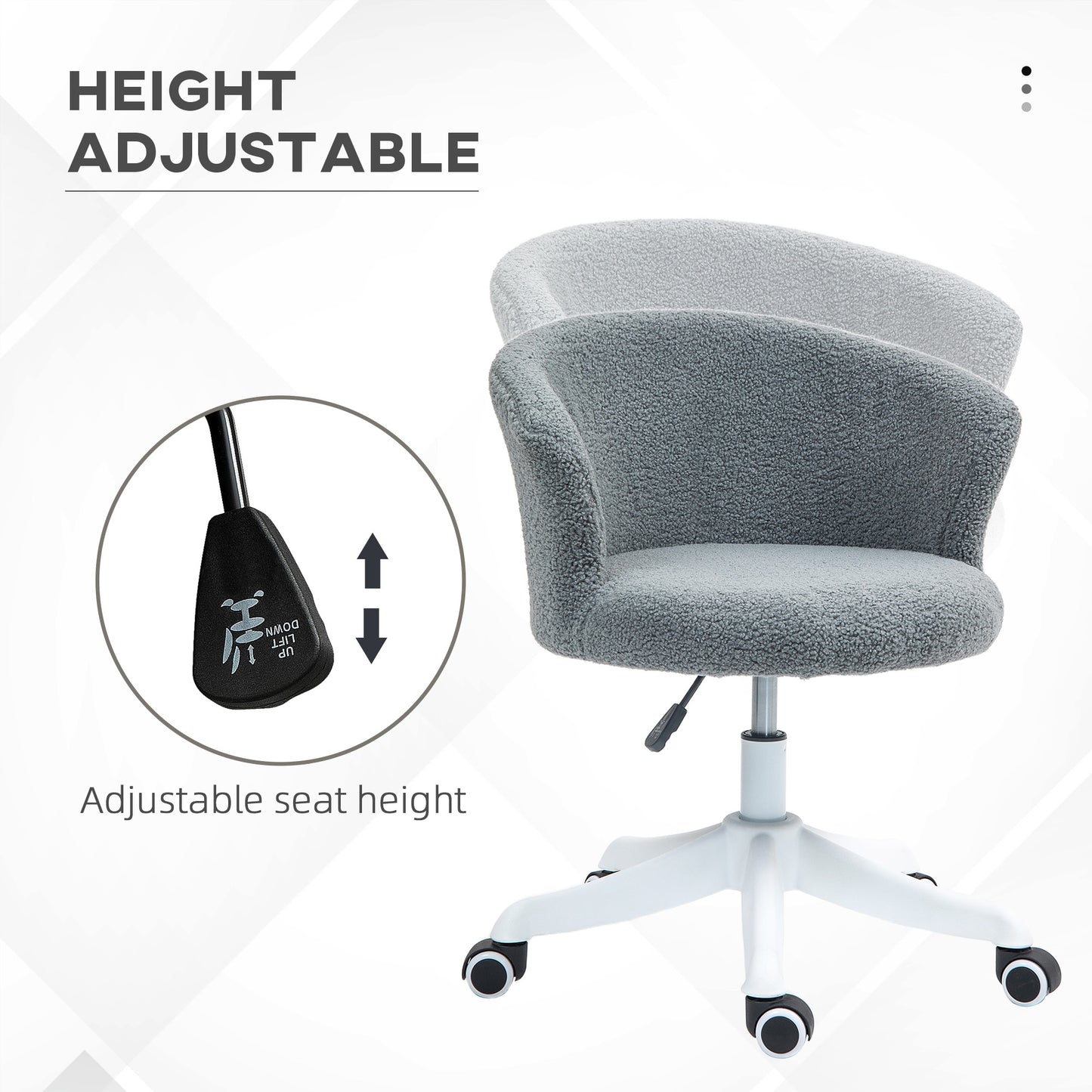 Vinsetto Fluffy Armless Office Chair with Adjustable Height