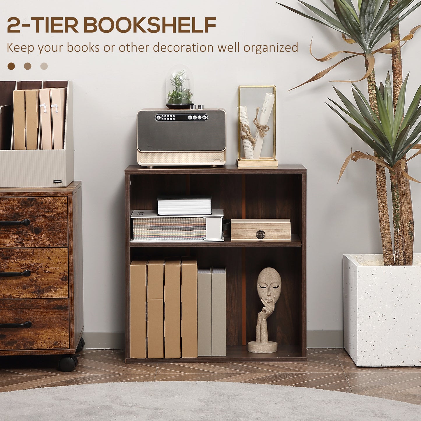2-Tier Versatile Storage Bookshelf, Walnut