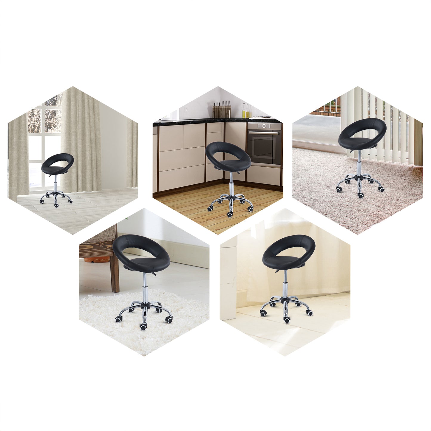 Adjustable Hydraulic Moon Salon Stool with Swivel and Wheels
