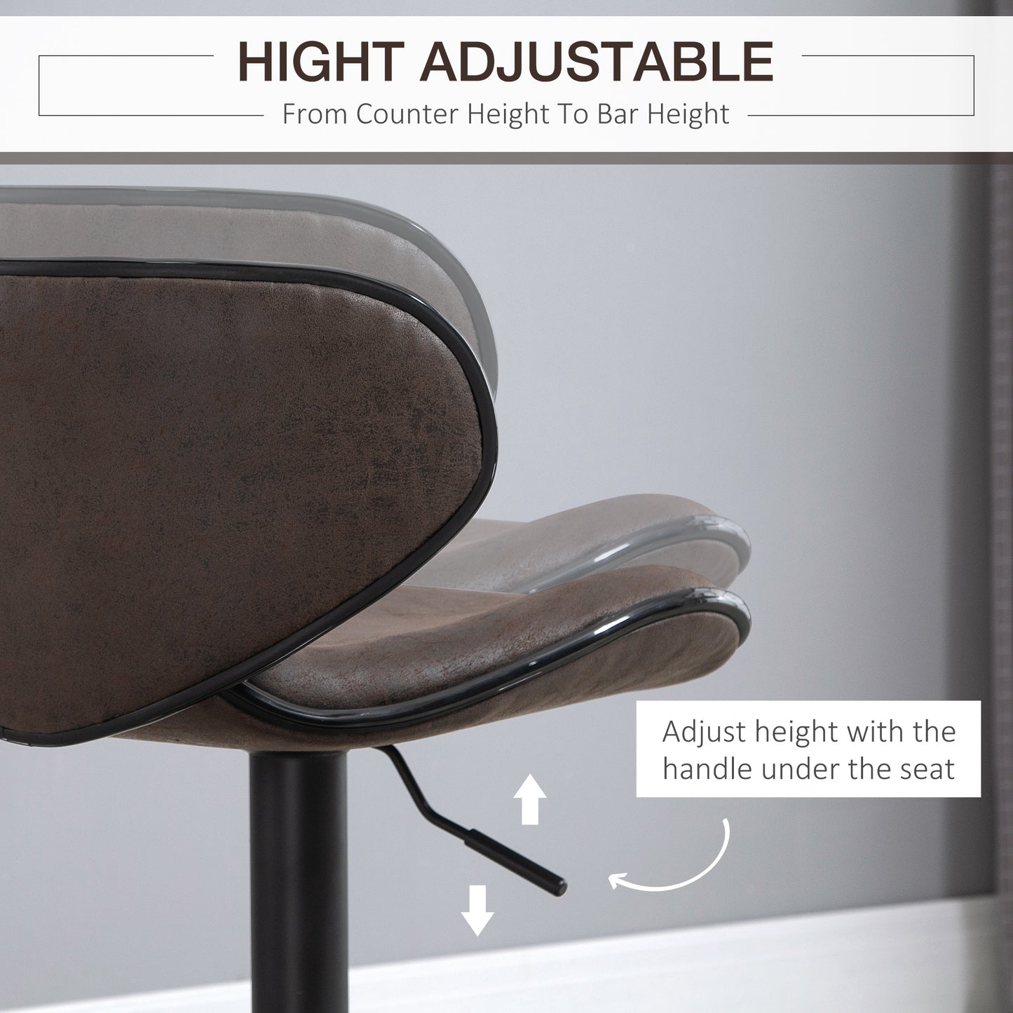 Adjustable Height Swivel Bar Stools with Leathaire Upholstery, Espresso (Set of 2)