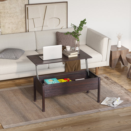 39" Lift Top Coffee Table with Hidden Storage, Coffee