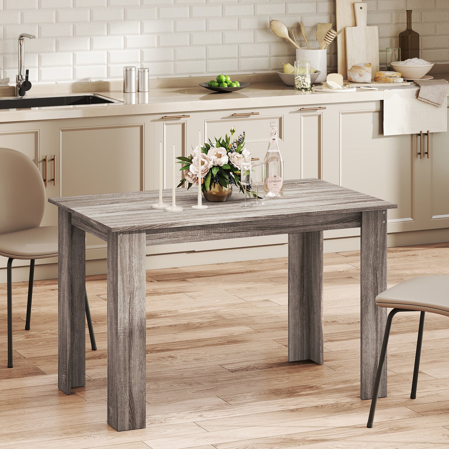 47" Kitchen Table for 4-6 People - Light Gray