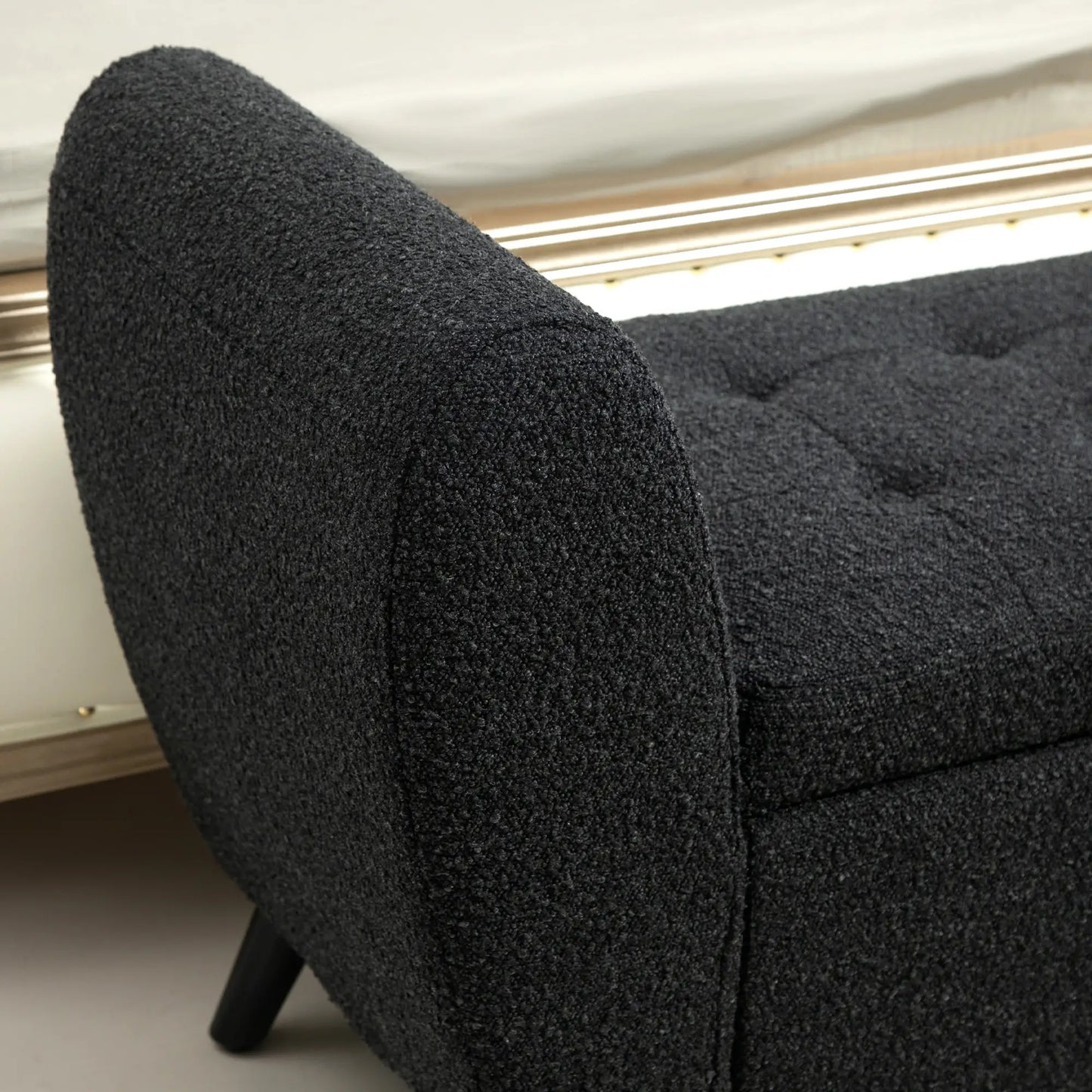 Upholstered Storage Bench with Arms, Black