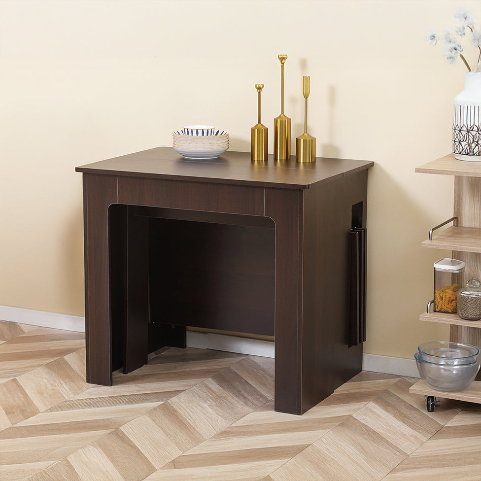 Extendable Dining Table for Small Spaces - Dark Brown