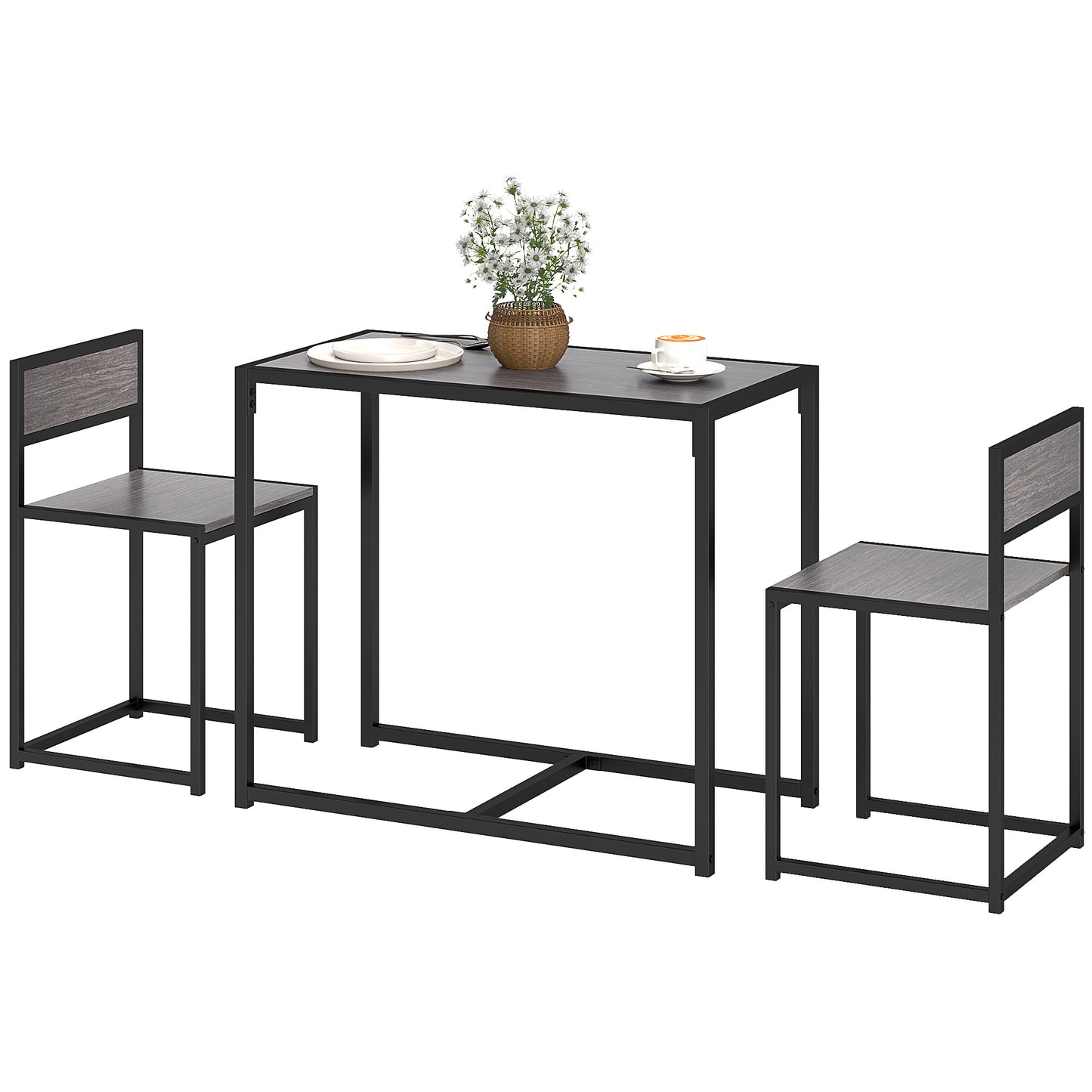 Industrial Dining Table Set for 2 - Gray