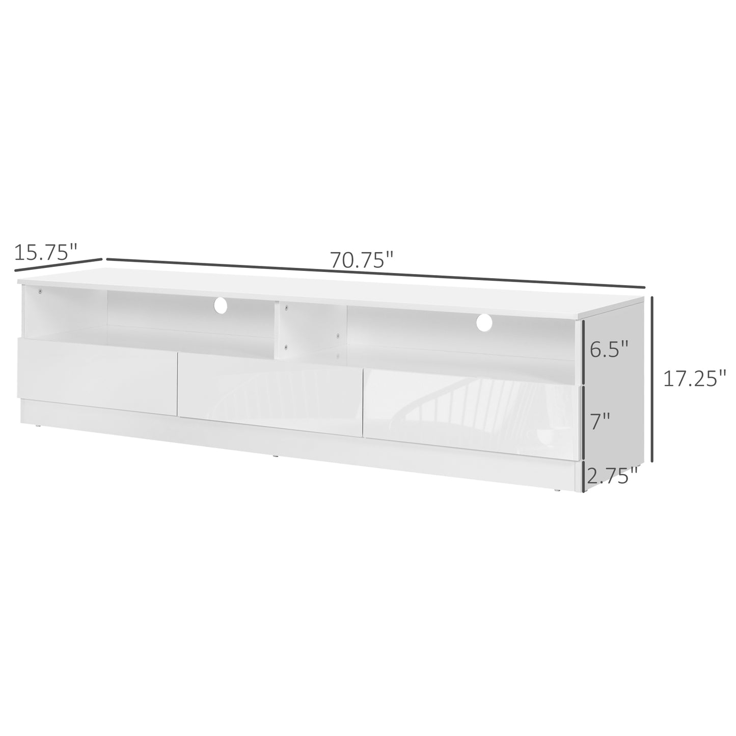 71" High Gloss LED TV Cabinet with Storage
