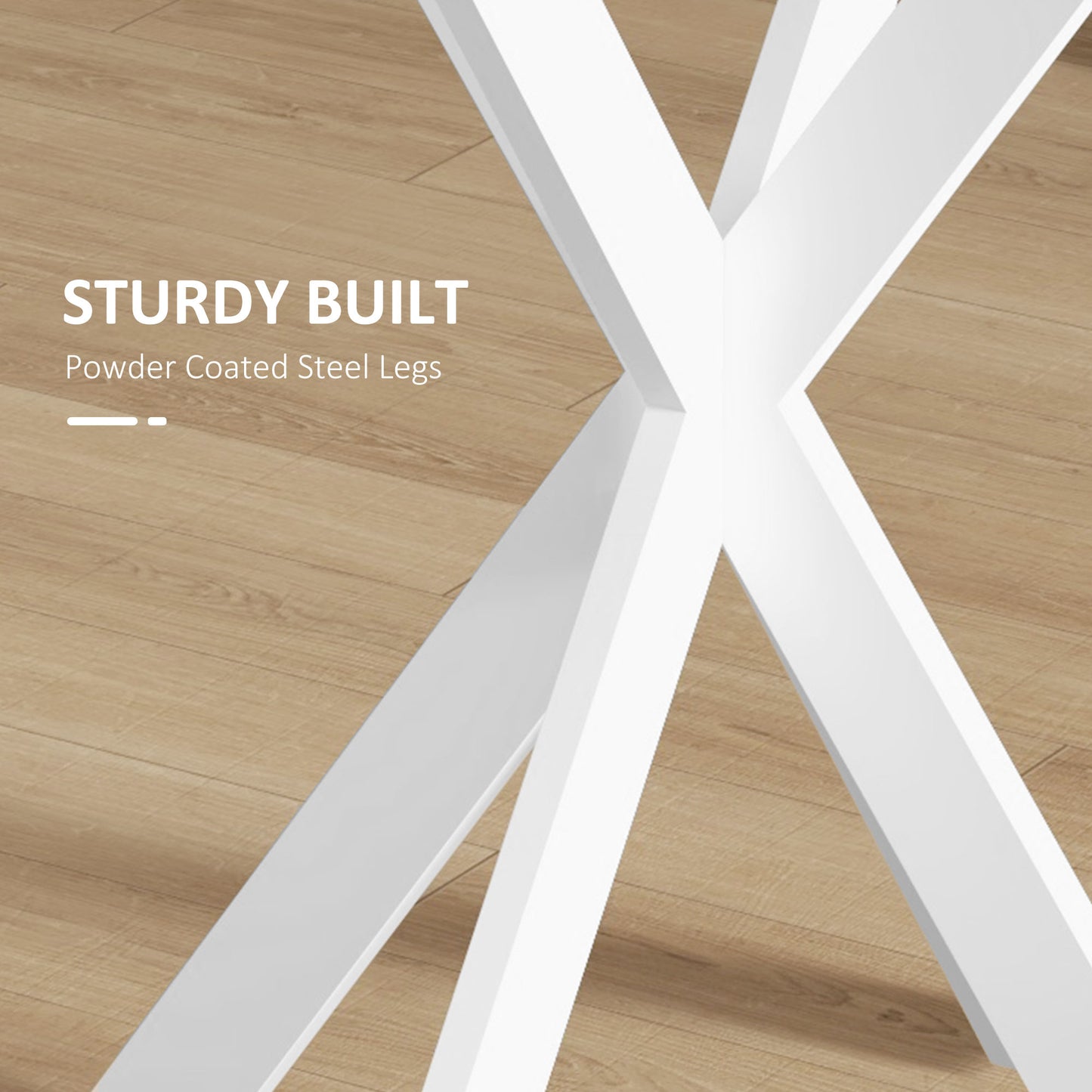 29" Round Dining Table with Steel Cross Legs, White