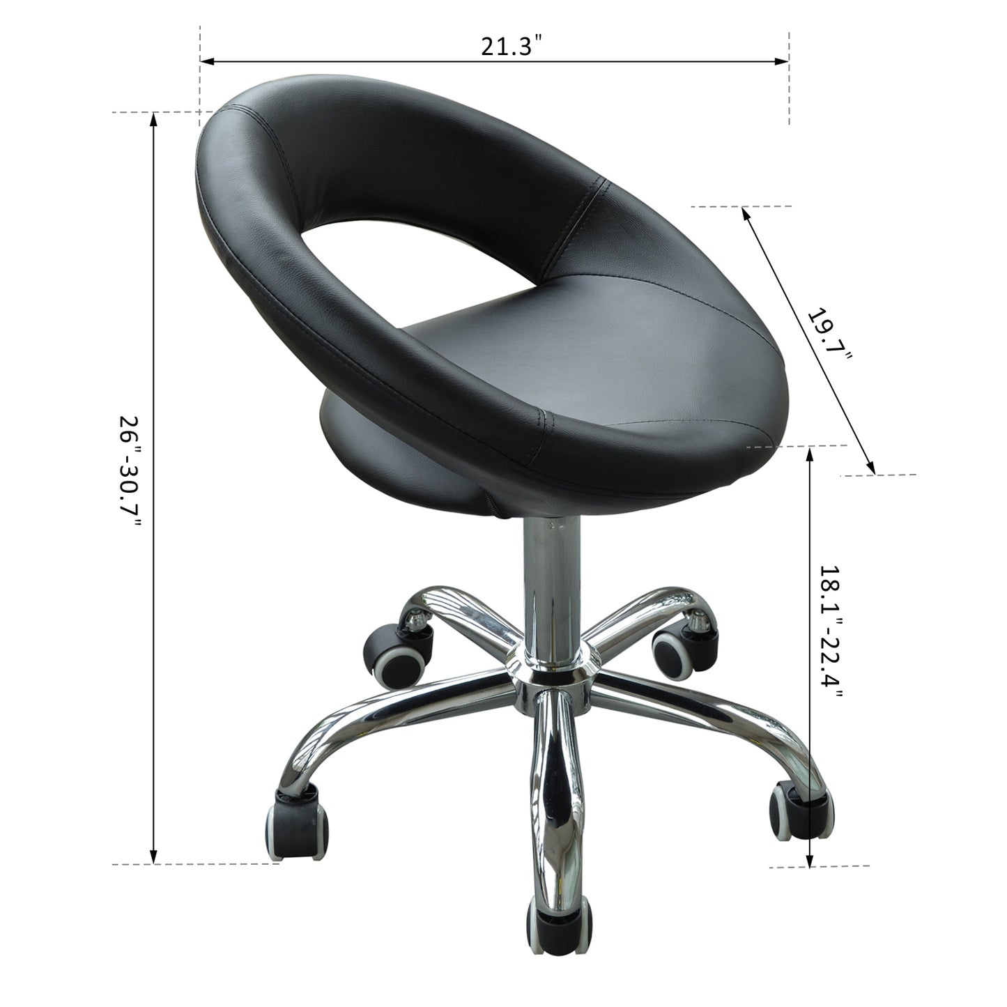 Adjustable Hydraulic Moon Salon Stool with Swivel and Wheels