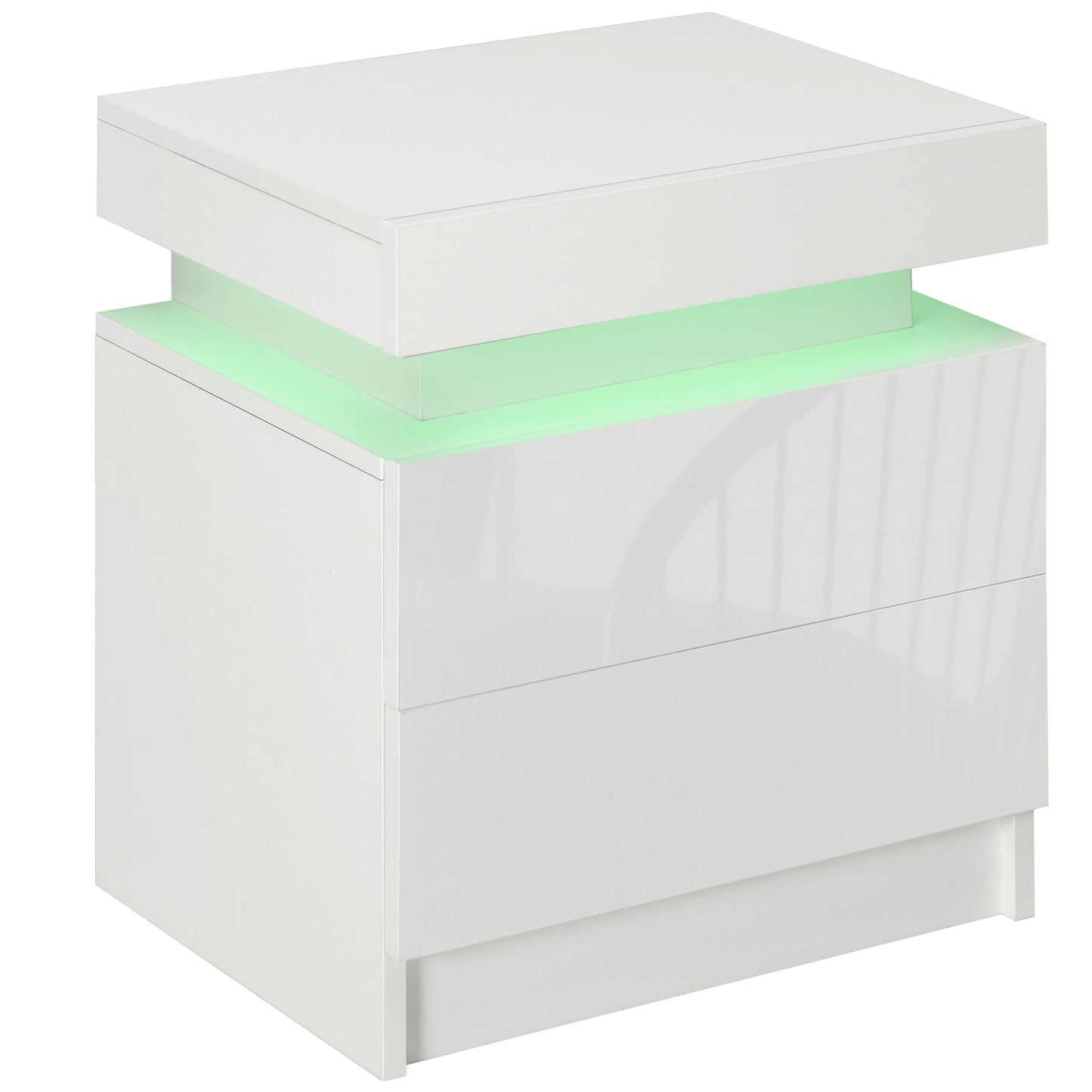 LED Nightstand with Remote Control and 2 Drawers, White
