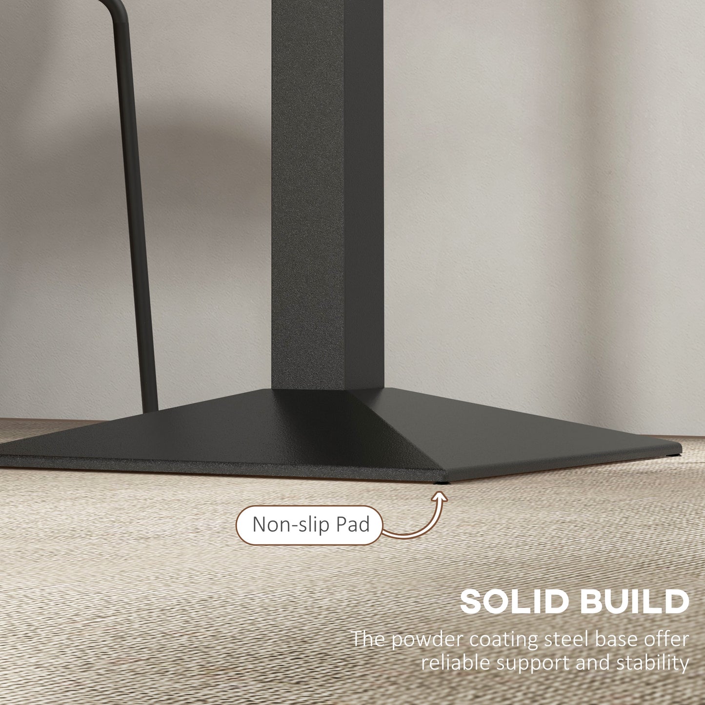 28" Square Dining Table with Steel Pedestal Base - Dark Brown
