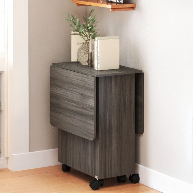Rolling Dining Table with Storage Drawers and Cabinet - Gray
