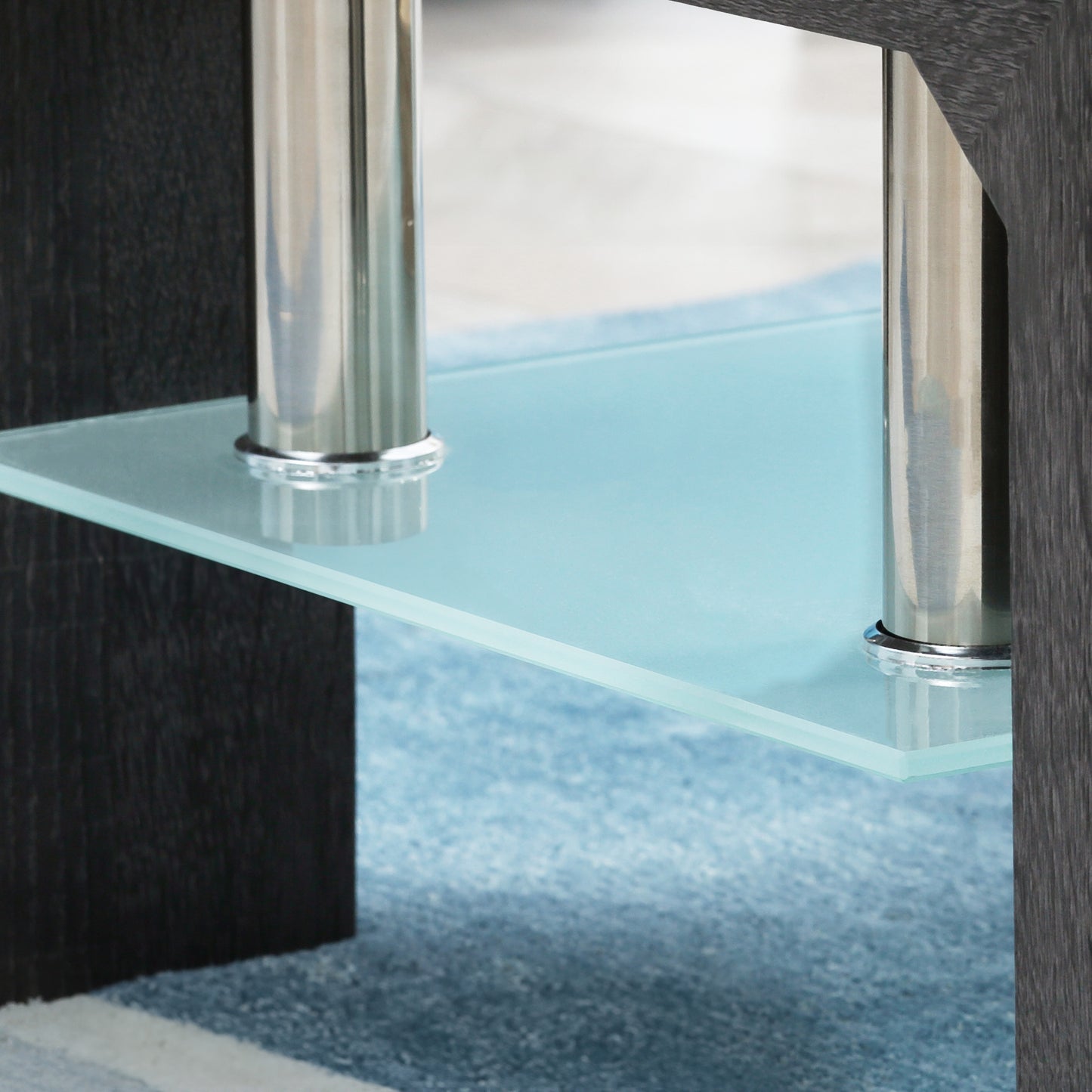 Modern Rectangular Coffee Table with Tempered Glass - Grey