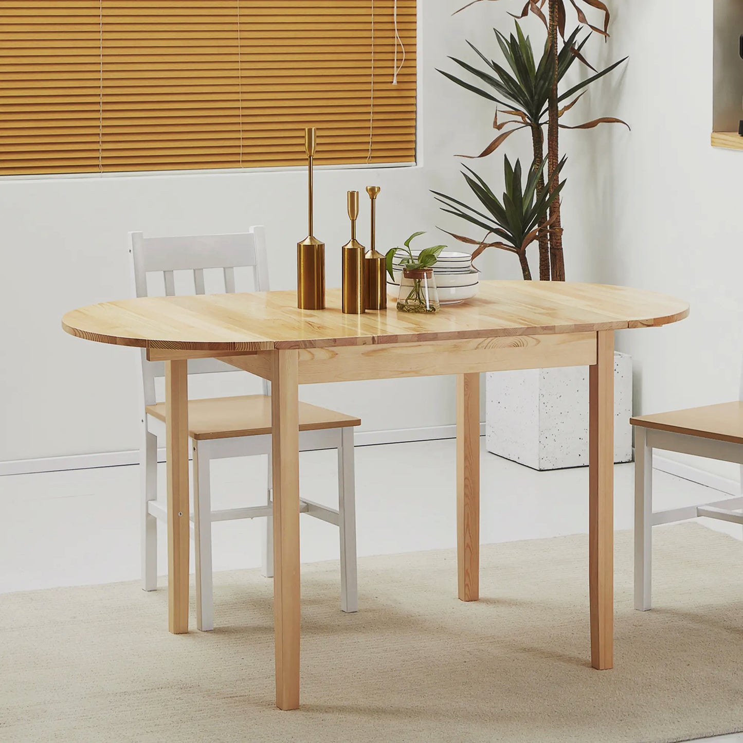 Solid Wood Drop Leaf Dining Table - Natural