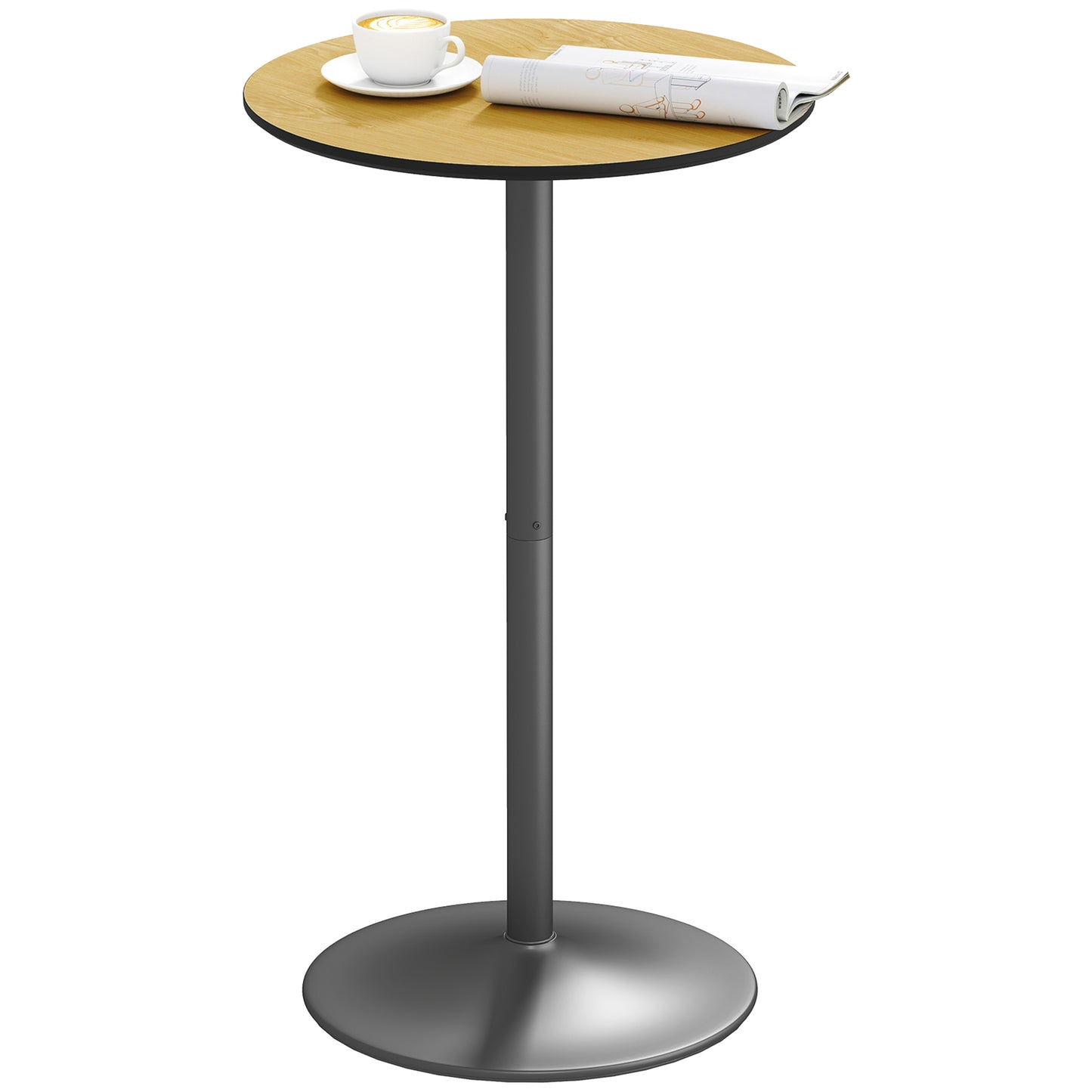 Bar Height Round Table with Wood Veneer Top for 2 People, Natural Wood