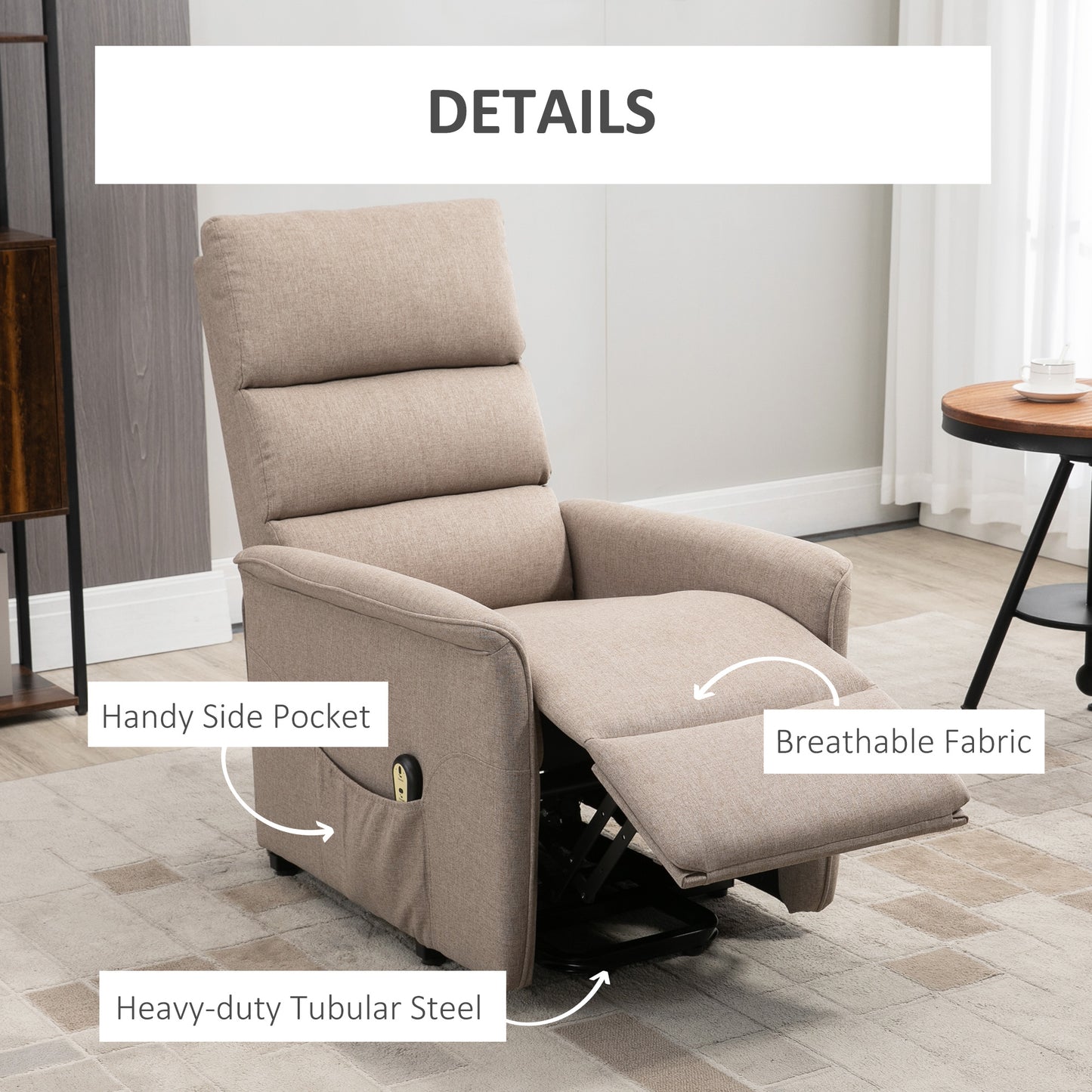 Power Lift Recliner Chair with Remote Control, Brown