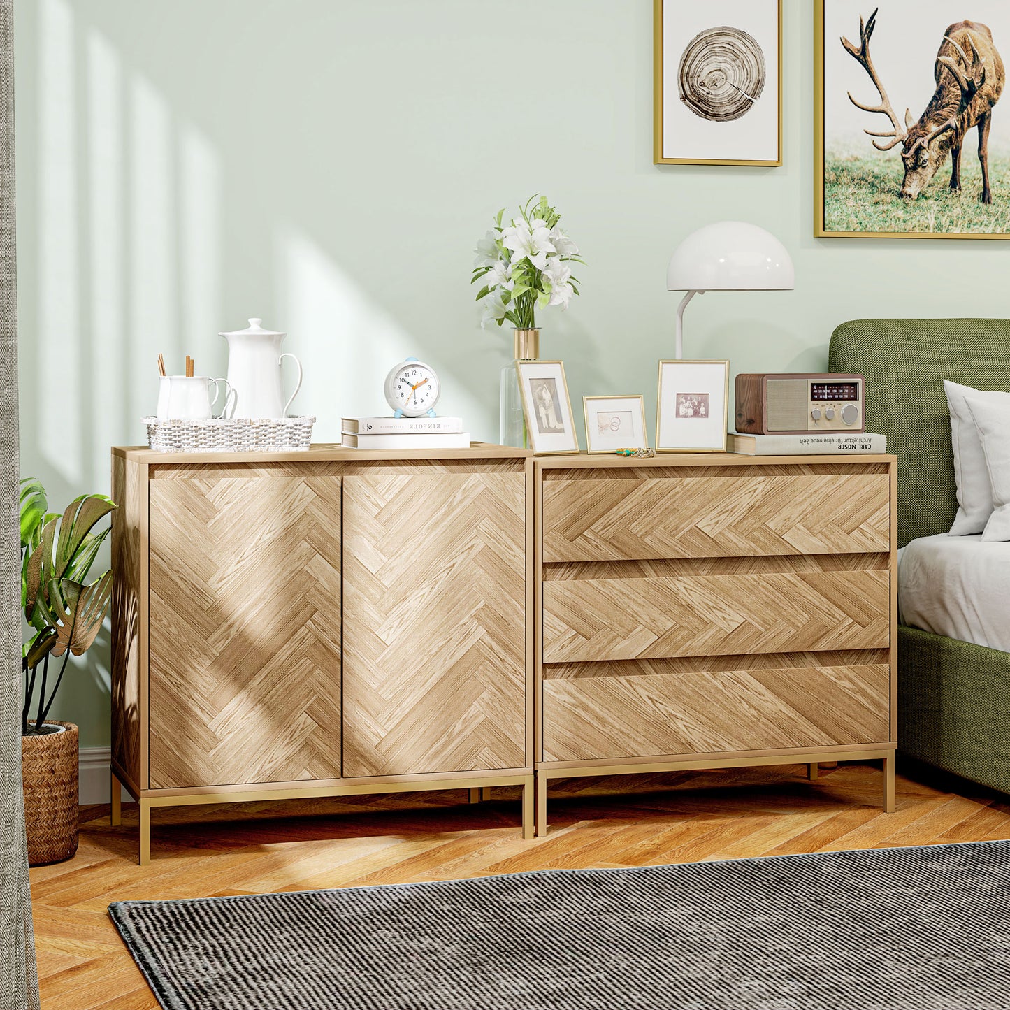 3-Drawer Chest with Chevron Pattern