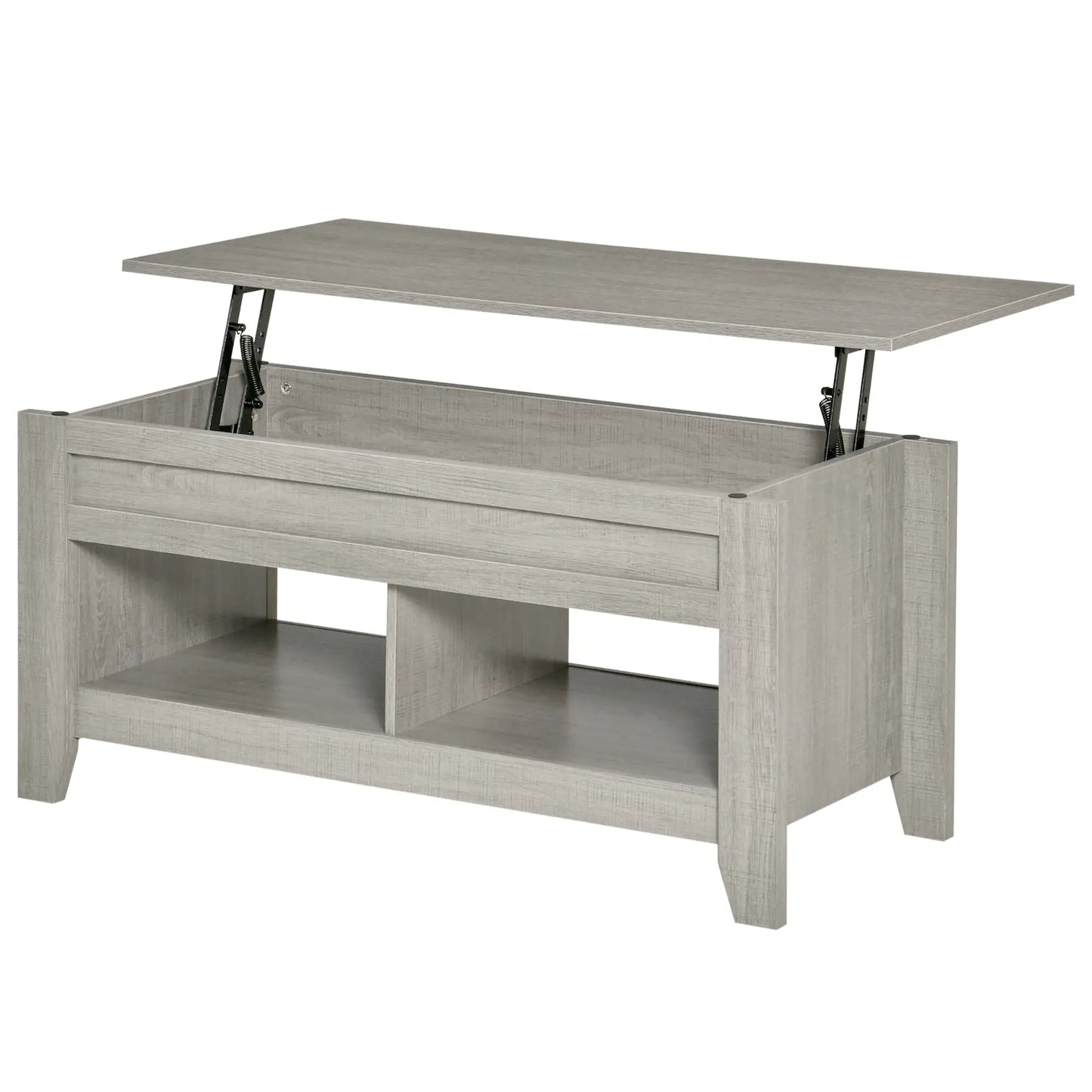 Lift Top Coffee Table with Hidden Storage, Light Gray