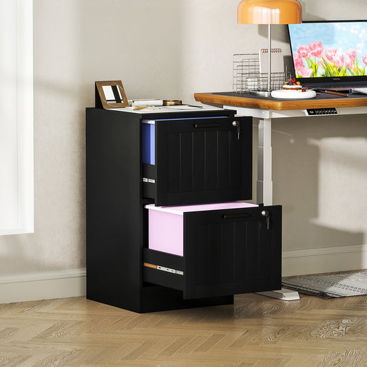 2-Drawer Locking File Cabinet with Adjustable Hanging Bars
