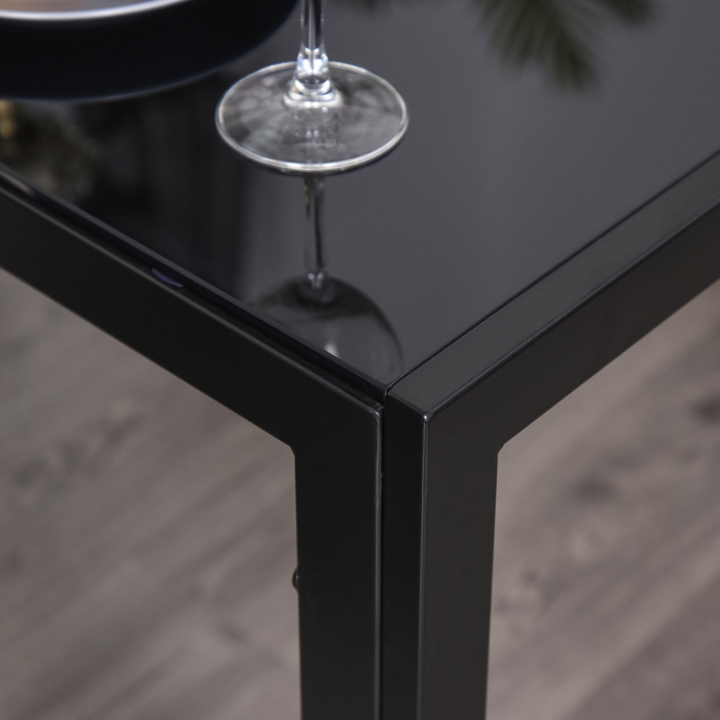5-Piece Black Glass Dining Table Set with Faux Leather Chairs