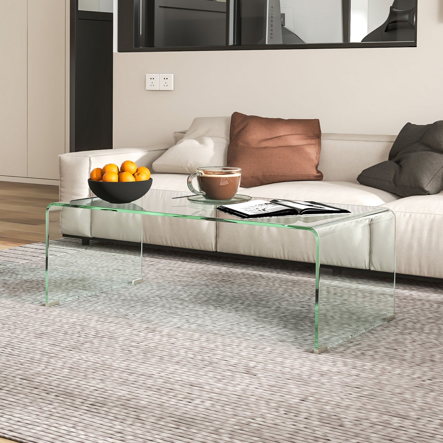 Modern One-Piece Molded Glass Coffee Table - Clear