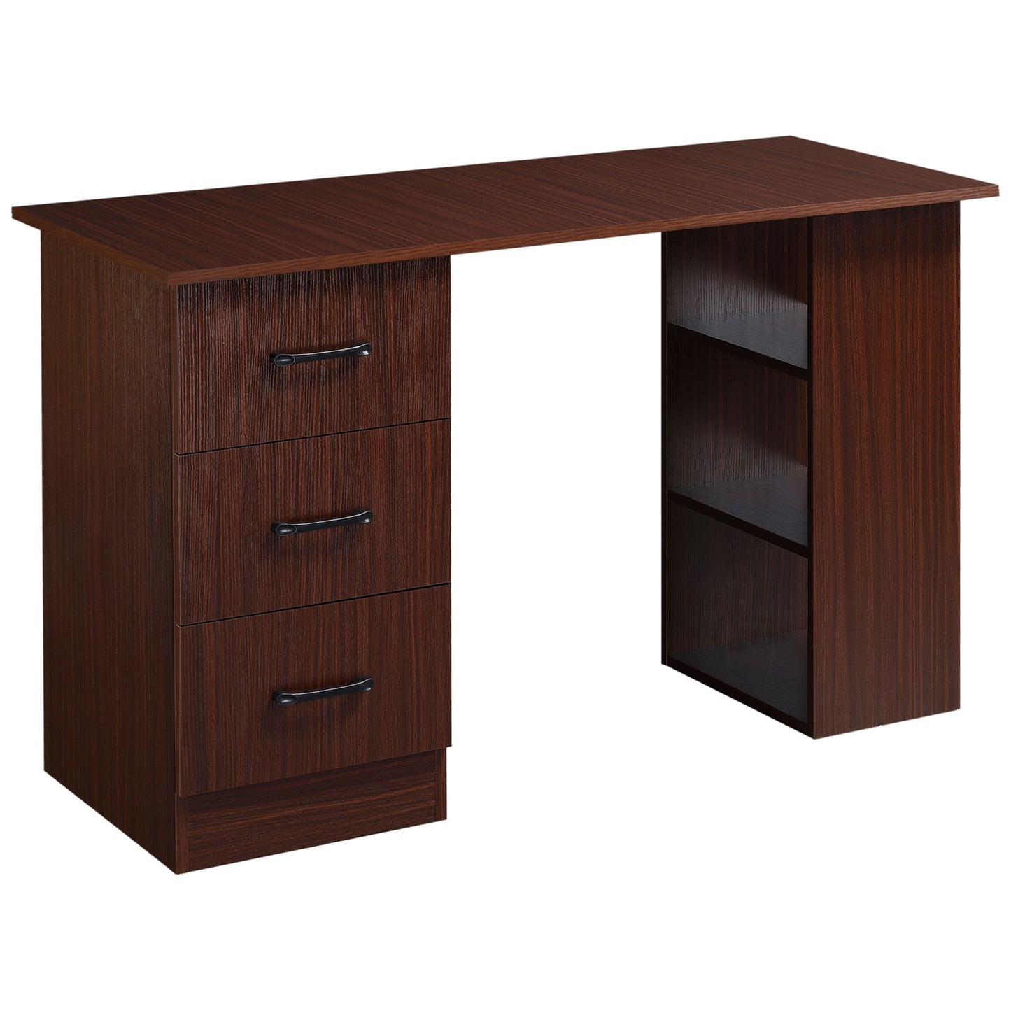 Home Office Desk with Storage Shelves & Drawers