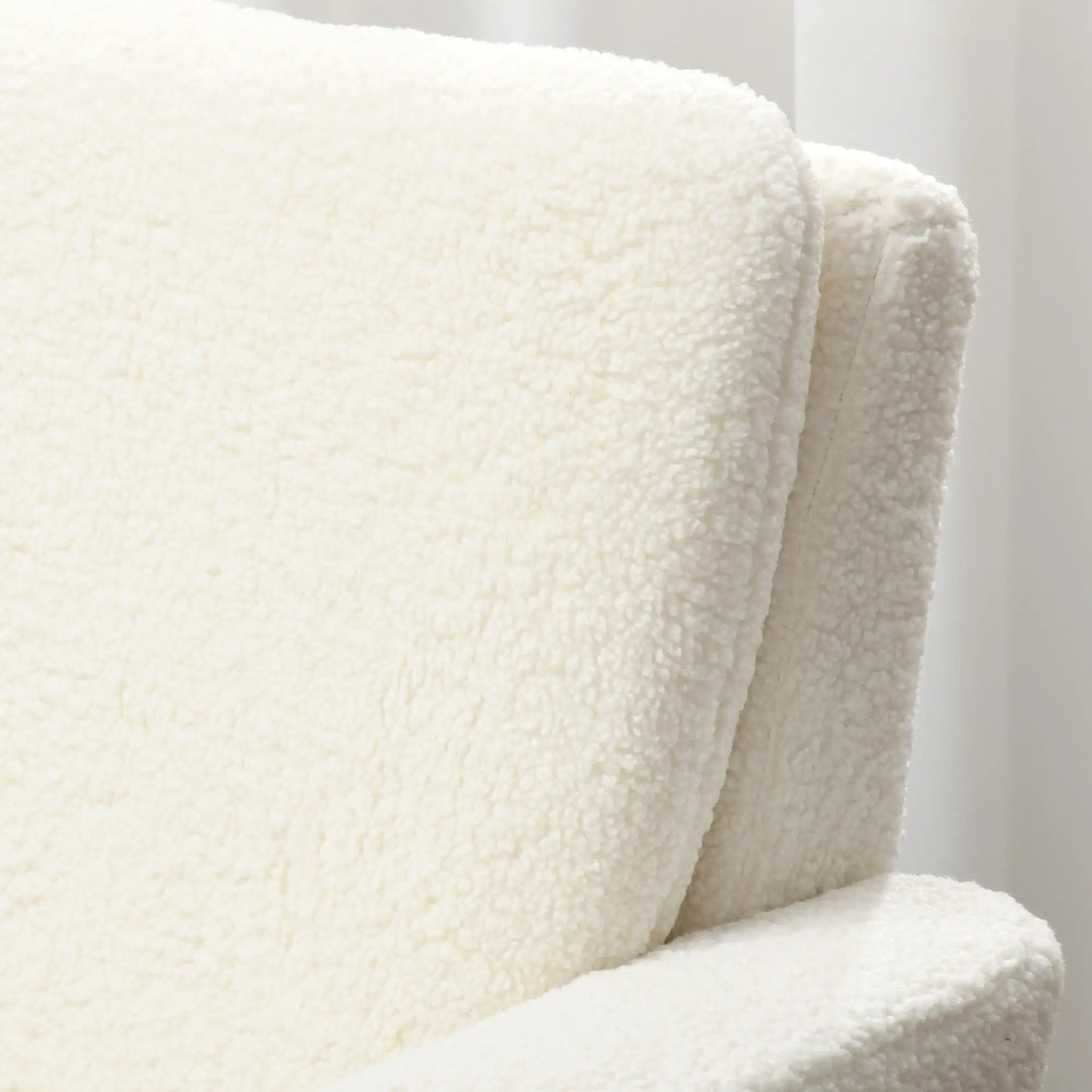 Fabric Accent Chair, Modern Upholstered Armchair with Wood Legs, Cream White