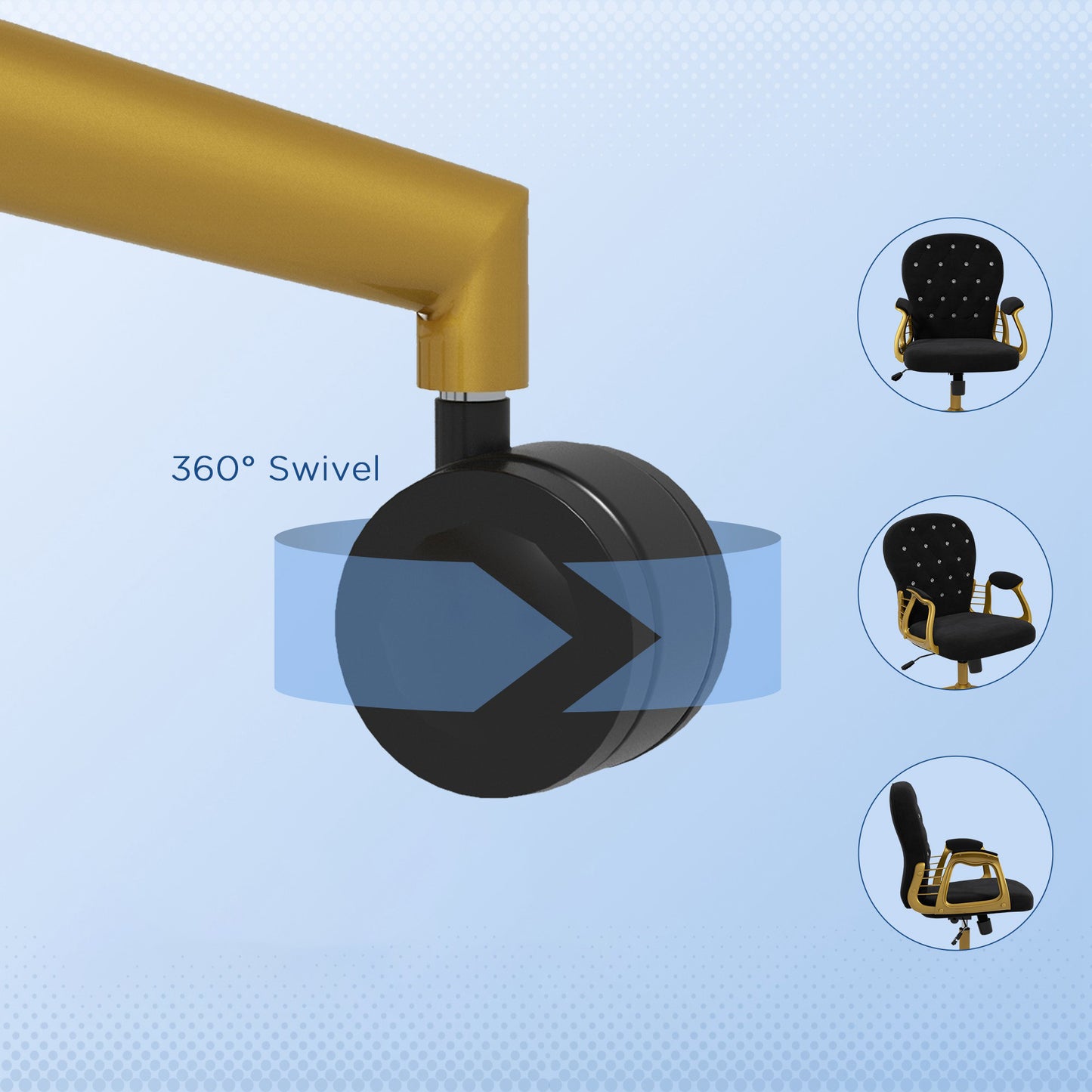 Button-Tufted Velvet Office Chair with Adjustable Height - Gold and Black
