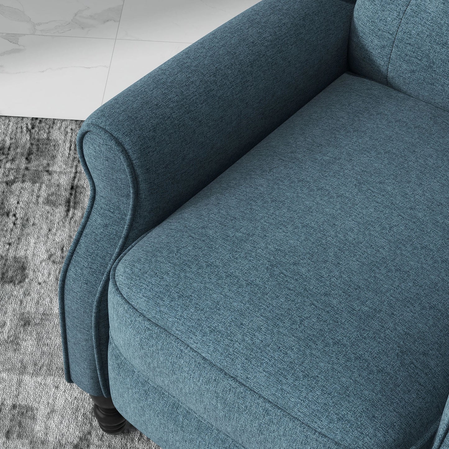 Wingback Reclining Chair with Button Tufting, Blue