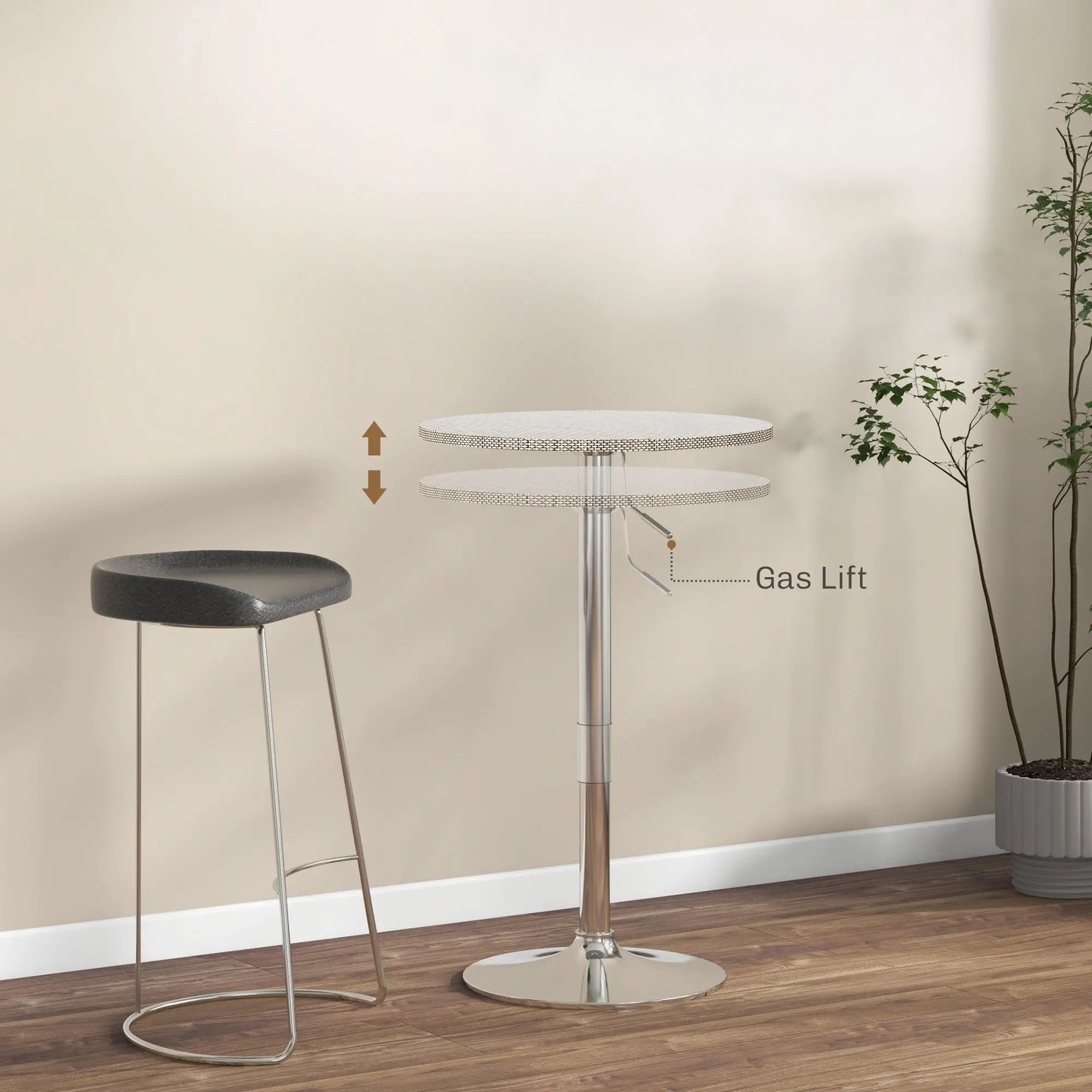 Adjustable Height Bar Table with PE Rattan Top - Gray