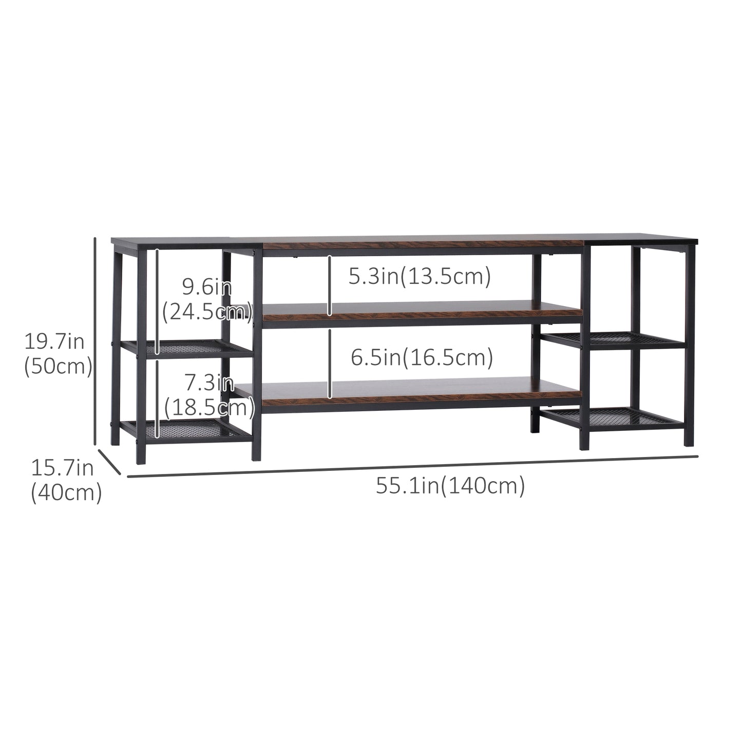 Industrial Open Shelf TV Stand for 65" TVs