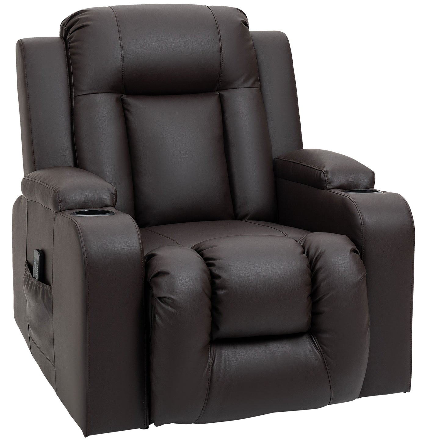 360° Swivel Massage Recliner Chair with Cup Holders, Brown