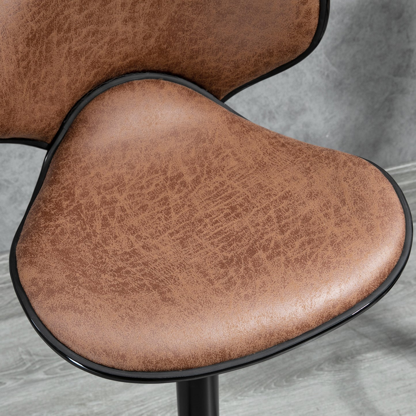 Adjustable Height Swivel Bar Stools with Microfiber Upholstery, Brown (Set of 2)