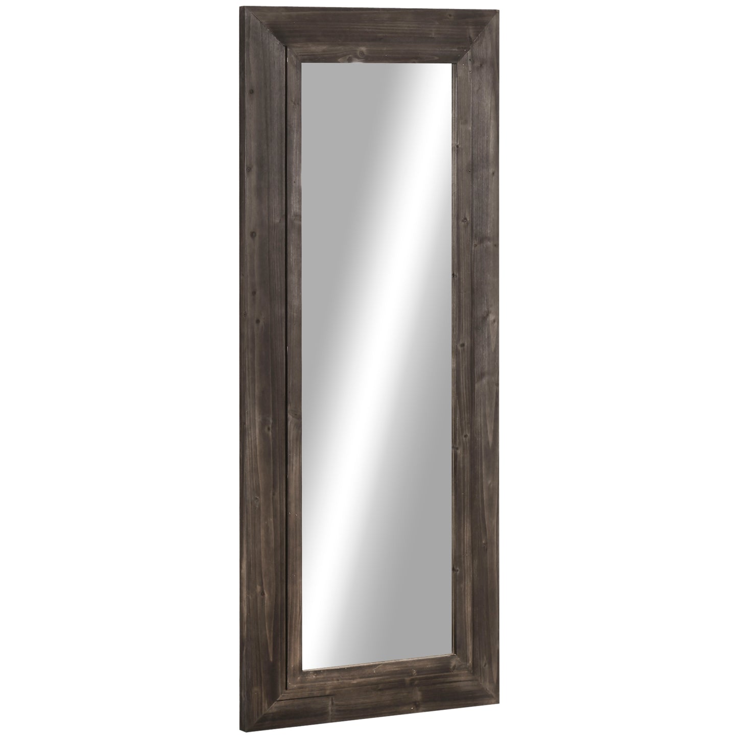 Farmhouse Full Length Mirror, 59" x 23.5", Wall Mount or Leaner with Dark Brown Frame