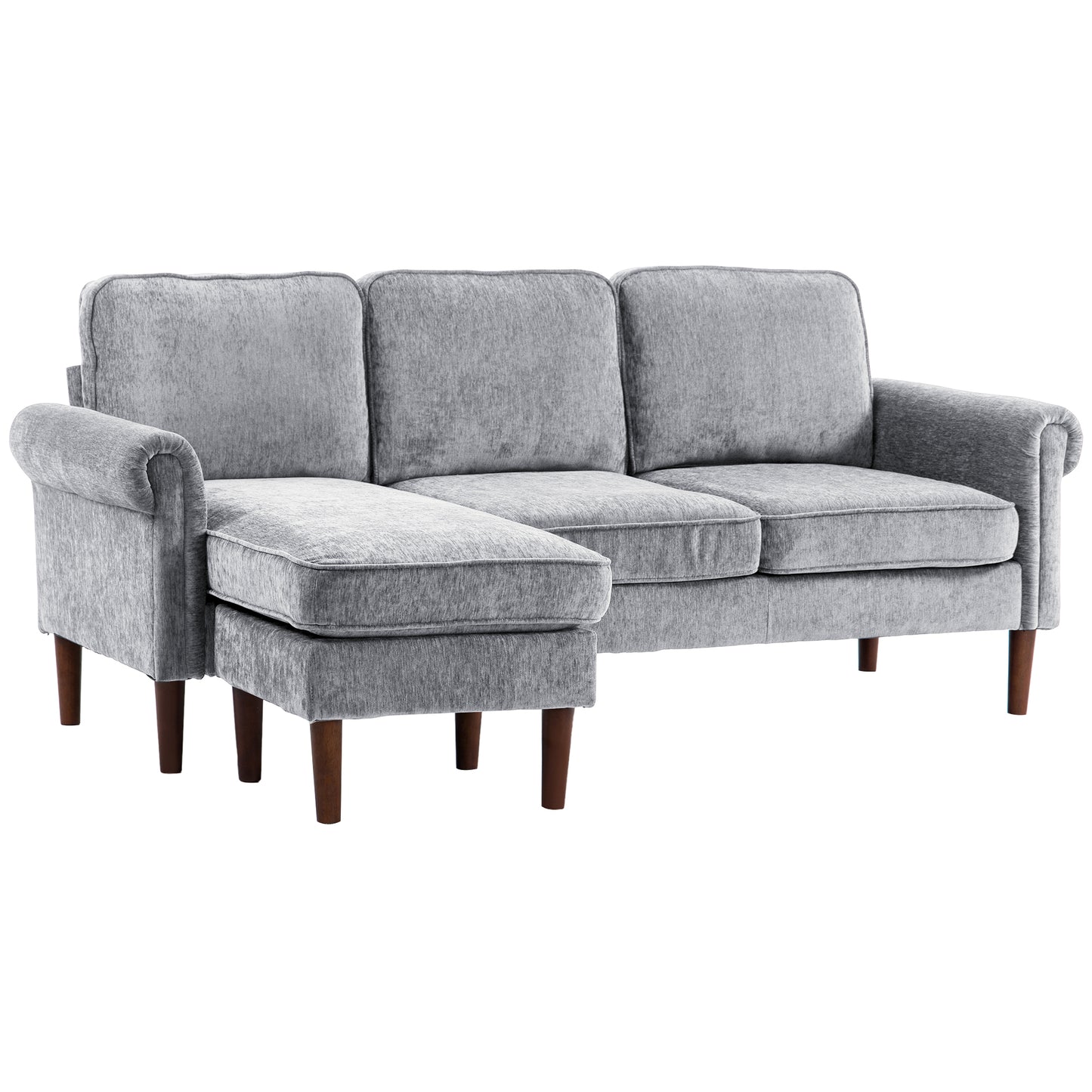 L-Shaped Sectional Sofa with Reversible Chaise Lounge, Grey