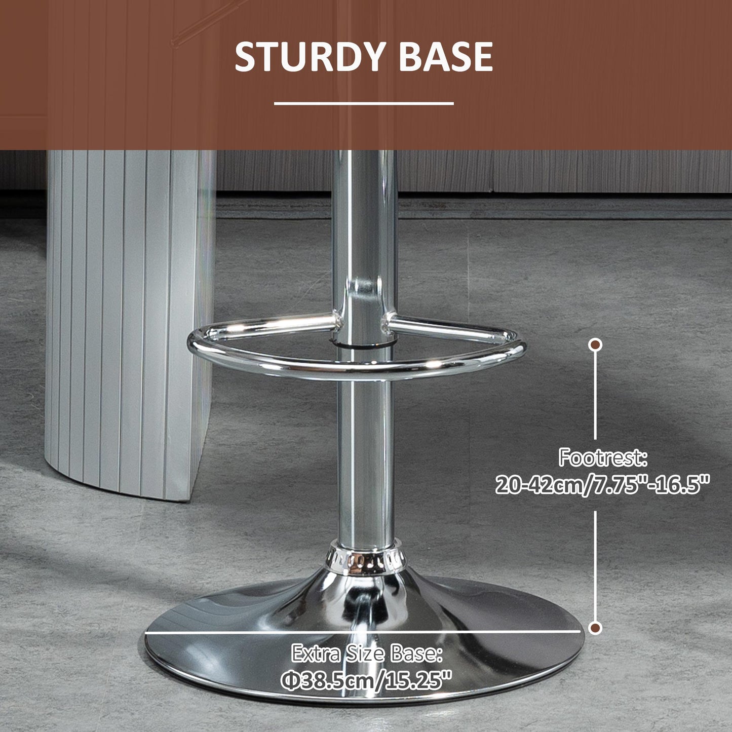 Adjustable Swivel Counter Stools with PU Leather, Brown (Set of 2)